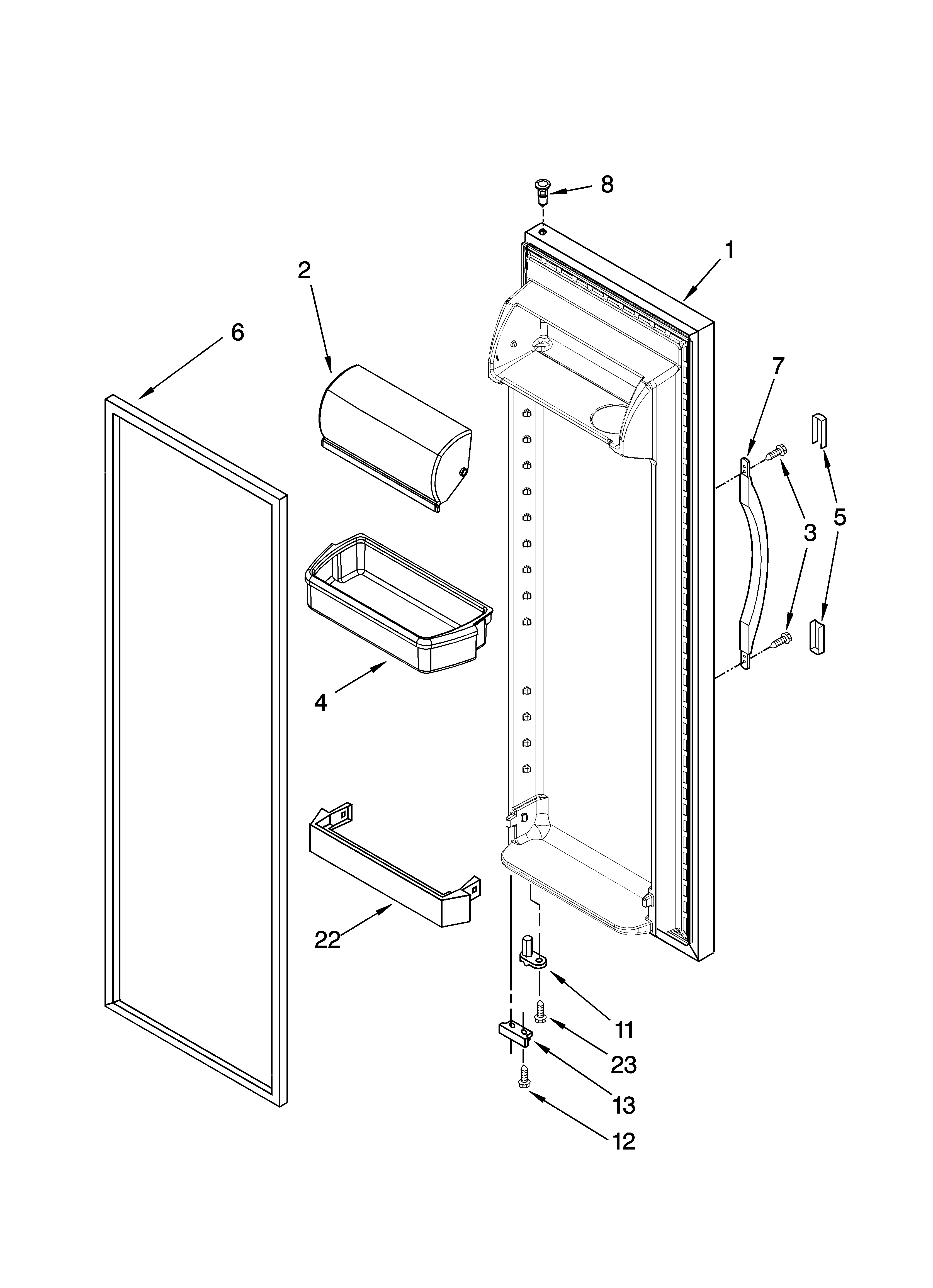 Estate TS25CFXTQ00 refrigerator door parts diagram