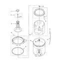 Whirlpool 1CWTW5505SQ0 agitator, basket and tub parts diagram