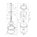 Whirlpool 1CWTW5590SQ0 agitator, basket and tub parts diagram