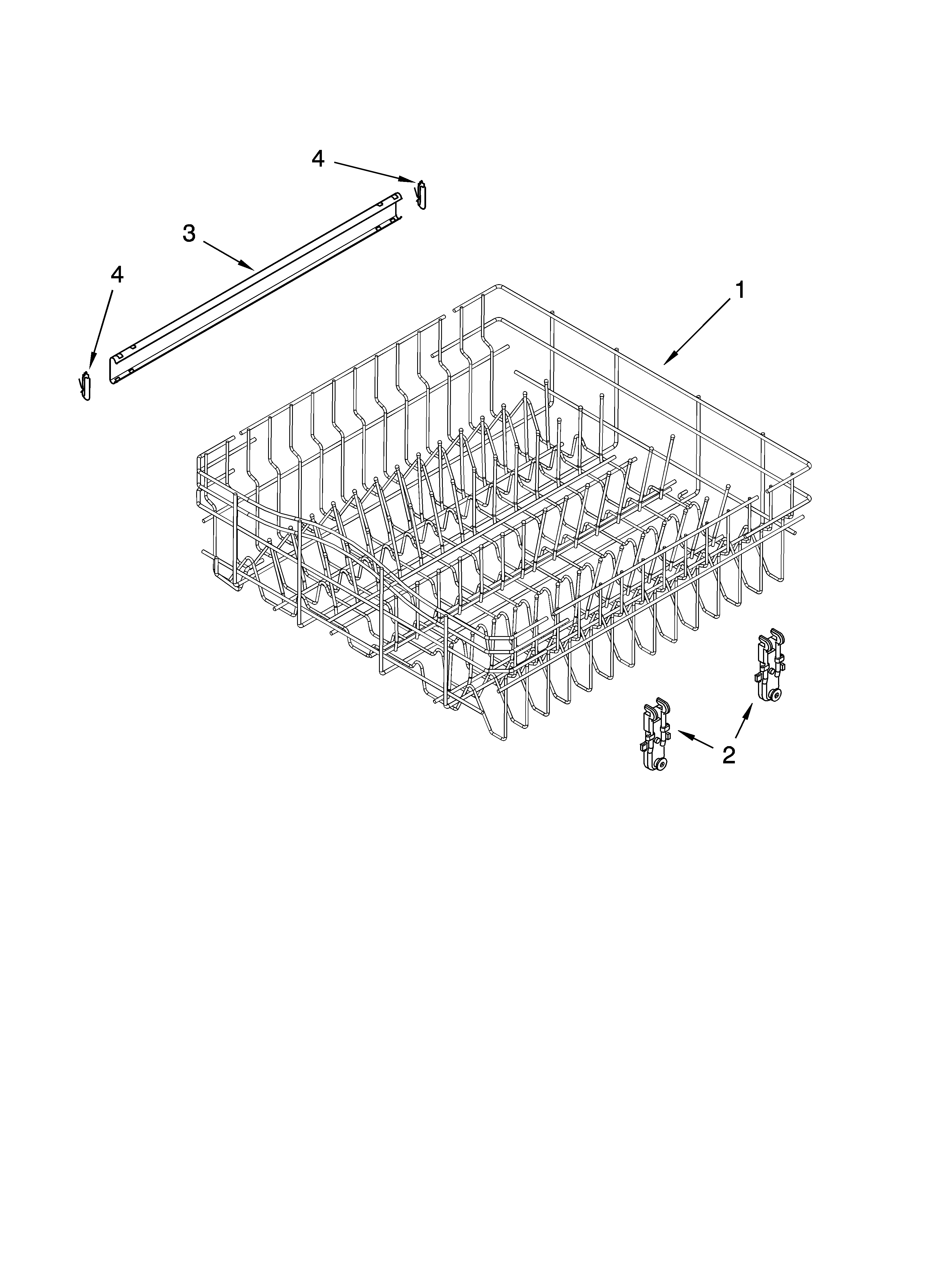 Whirlpool DUL240XTPBA upper rack and track parts diagram