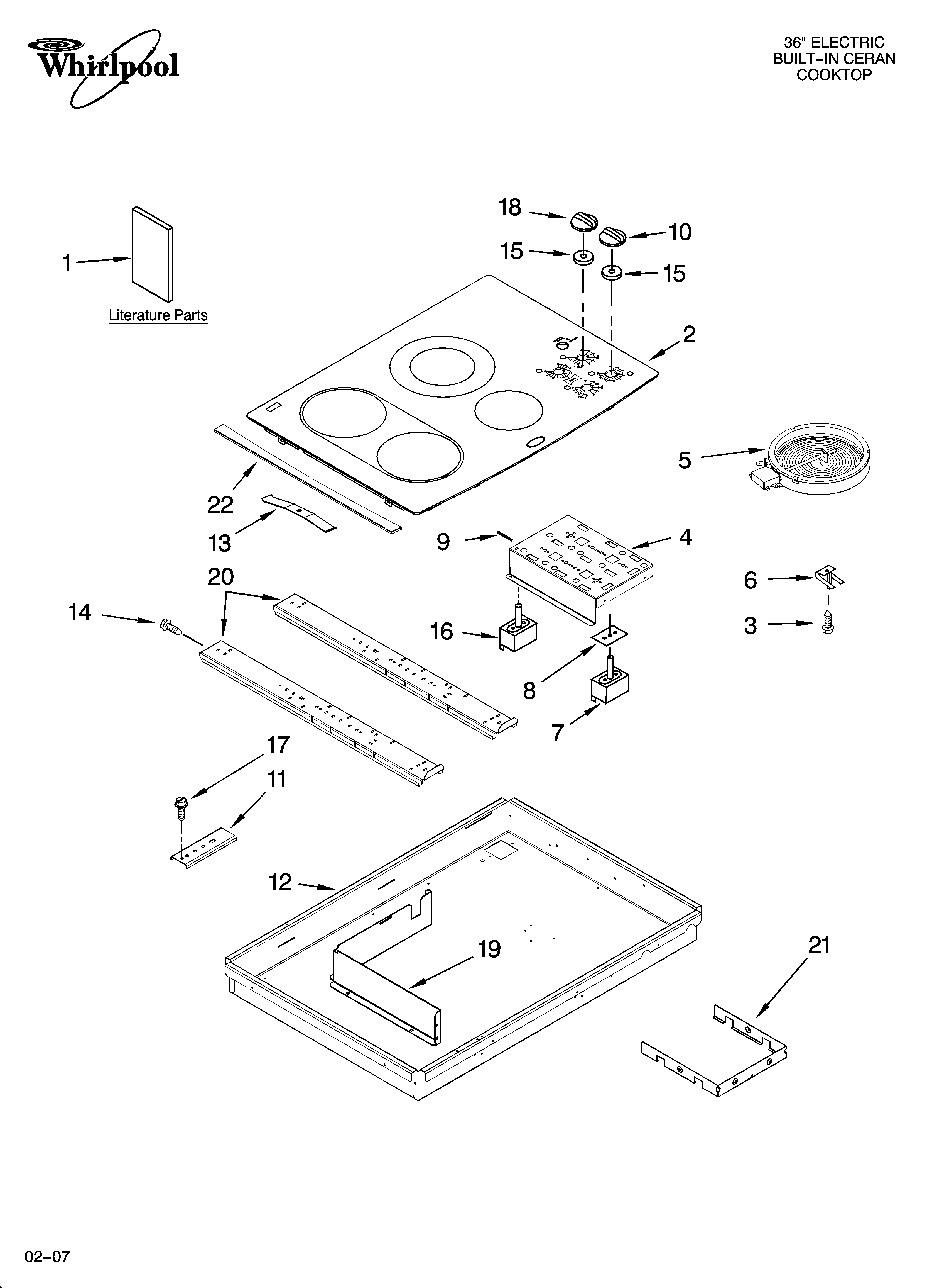 Whirlpool GJC3034RC02 cooktop parts, optional parts diagram
