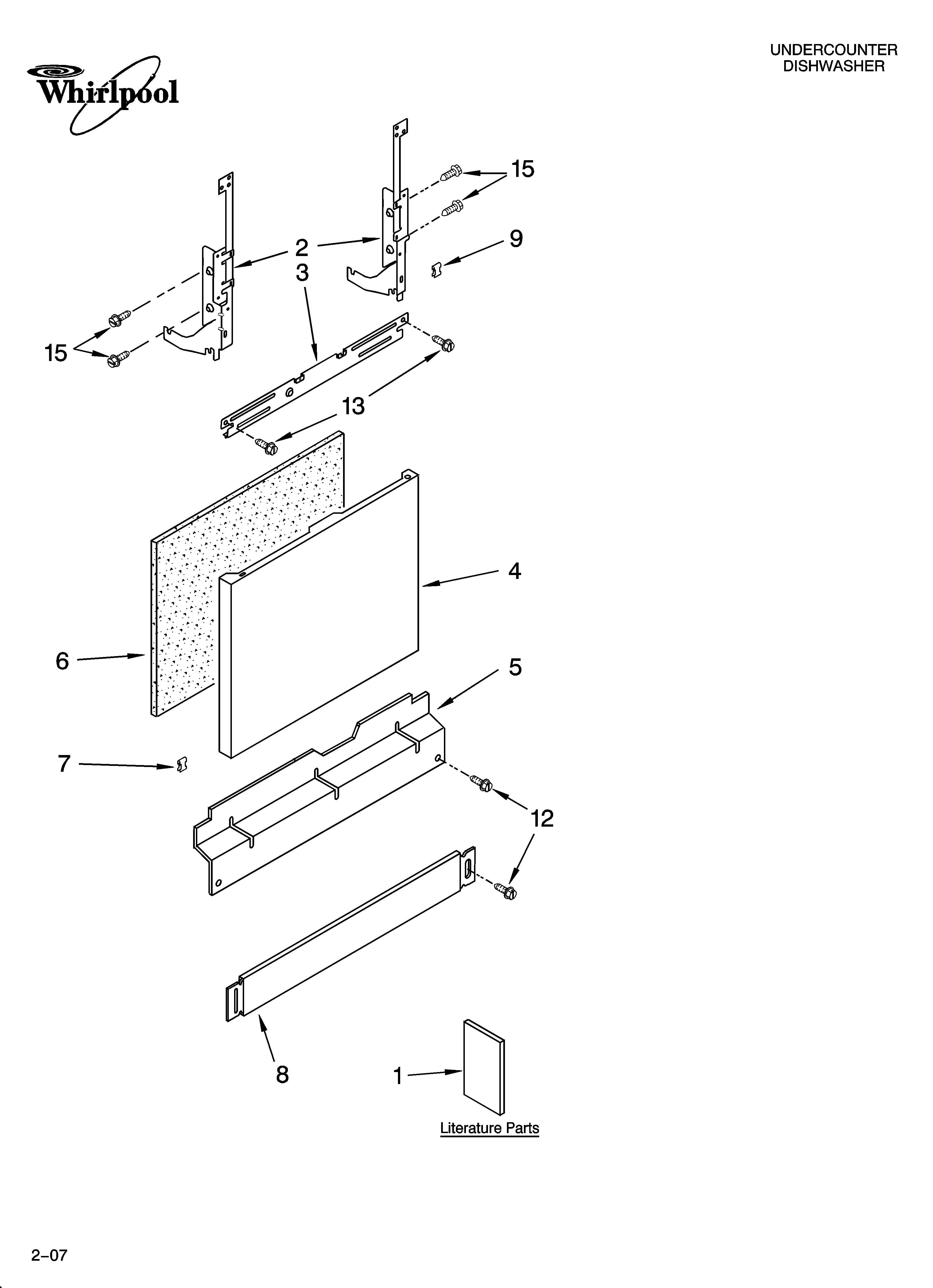 Whirlpool GU2300XTSB0 door and panel parts diagram