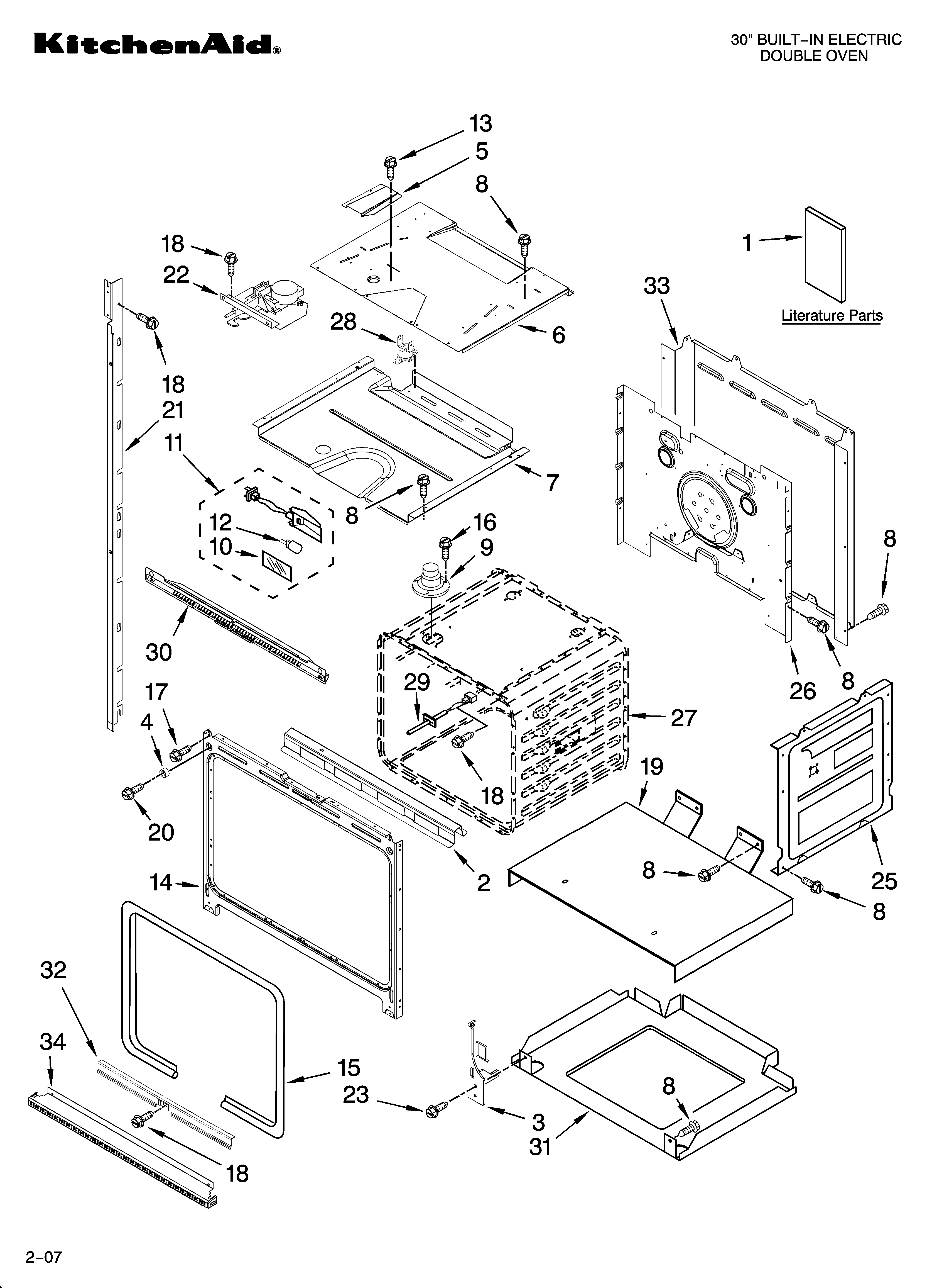 KitchenAid KEBK206SBL00 oven parts diagram