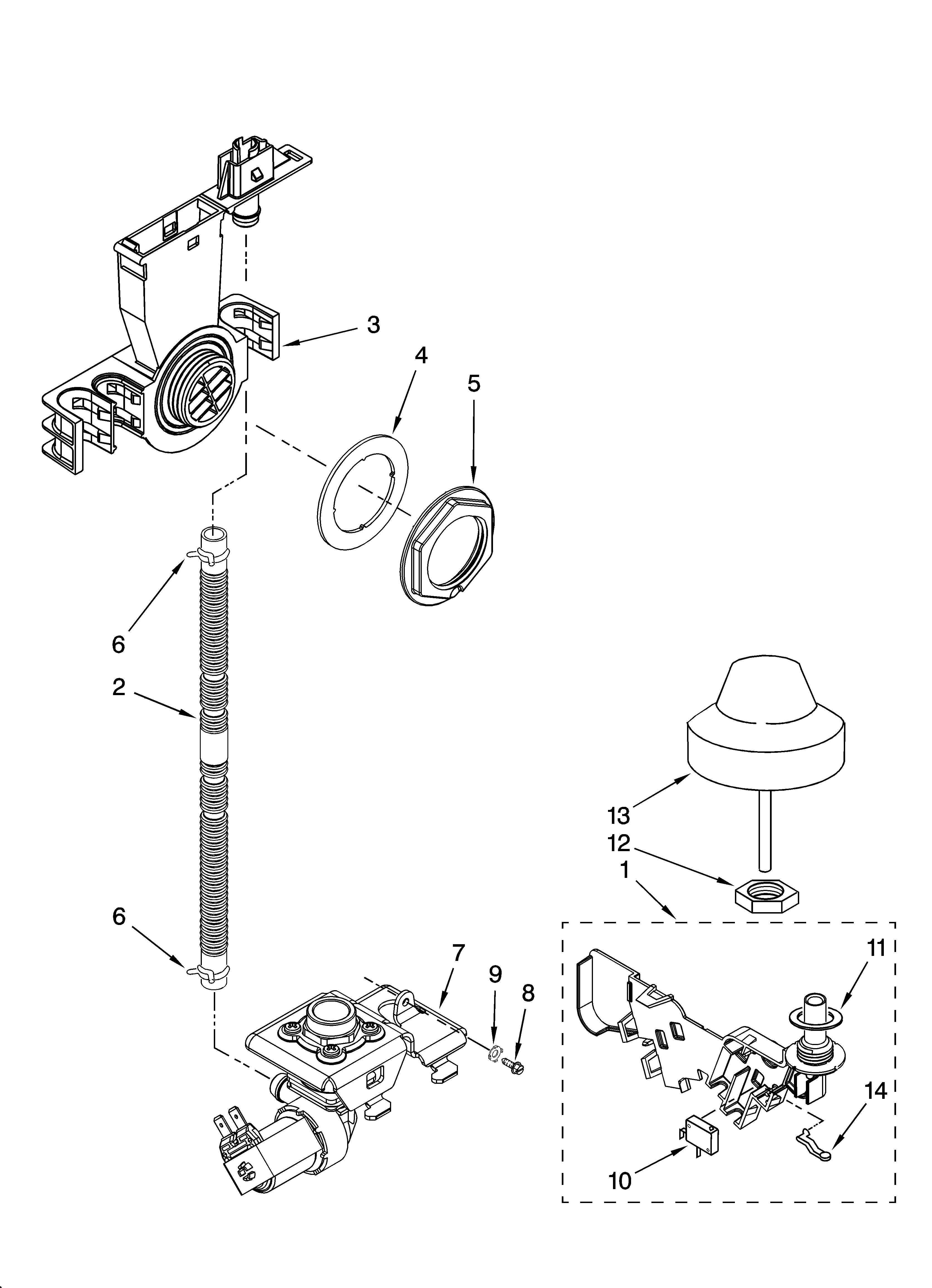 KitchenAid KUDP02CRBS4 fill and overfill parts diagram