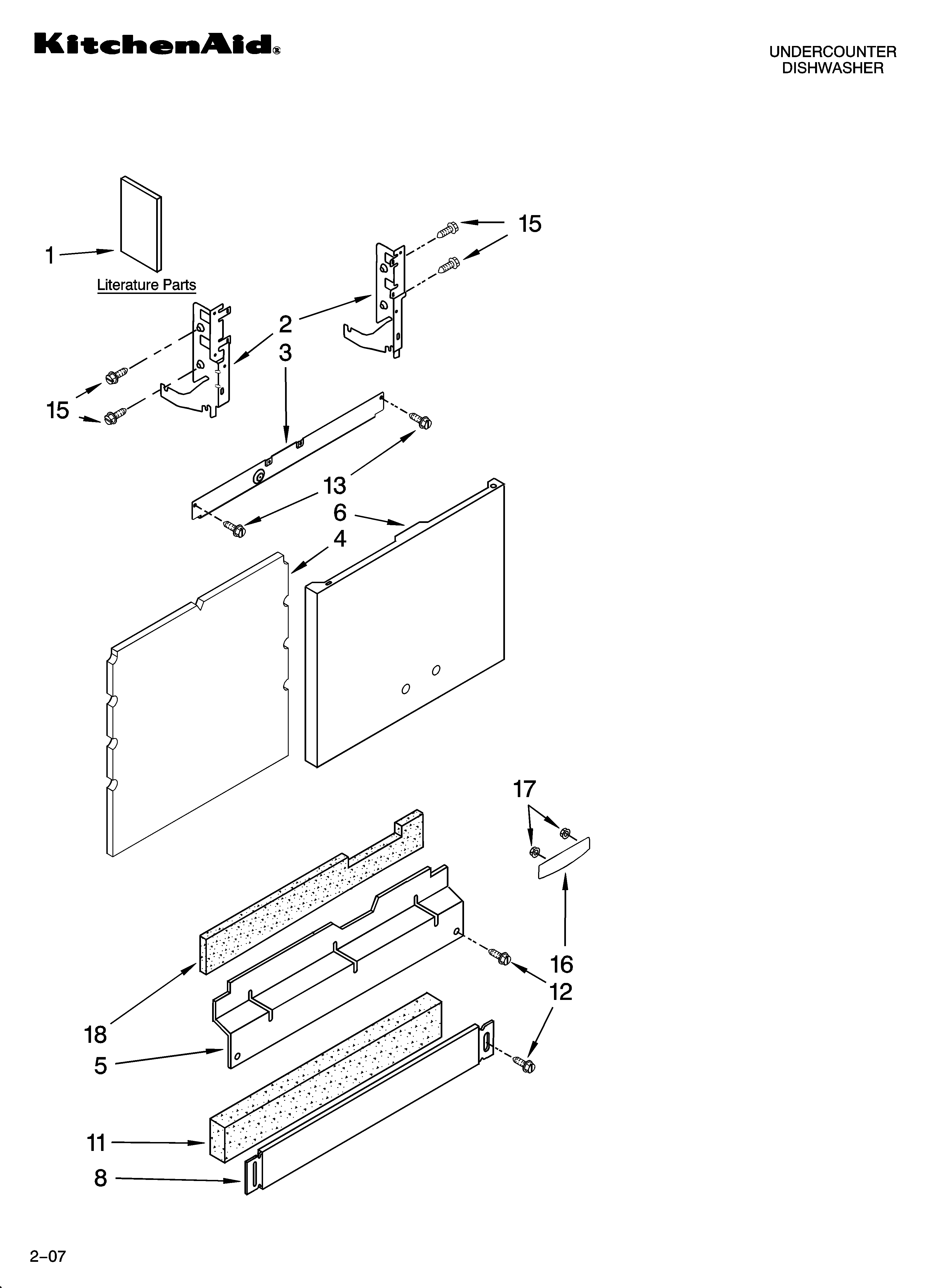 KitchenAid KUDP02IRWH4 door and panel parts diagram