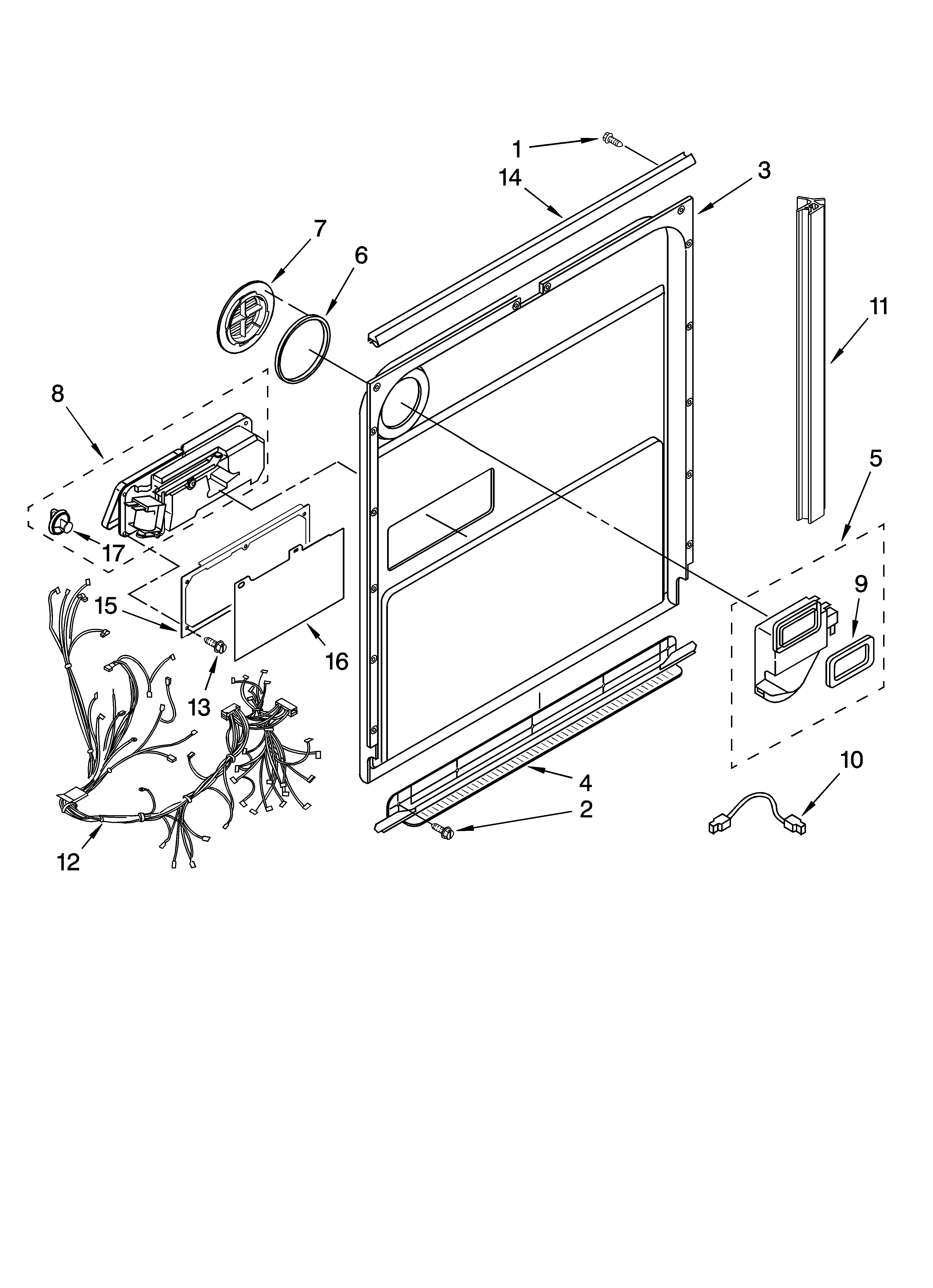 KitchenAid KUDP02IRWH4 door and latch parts diagram