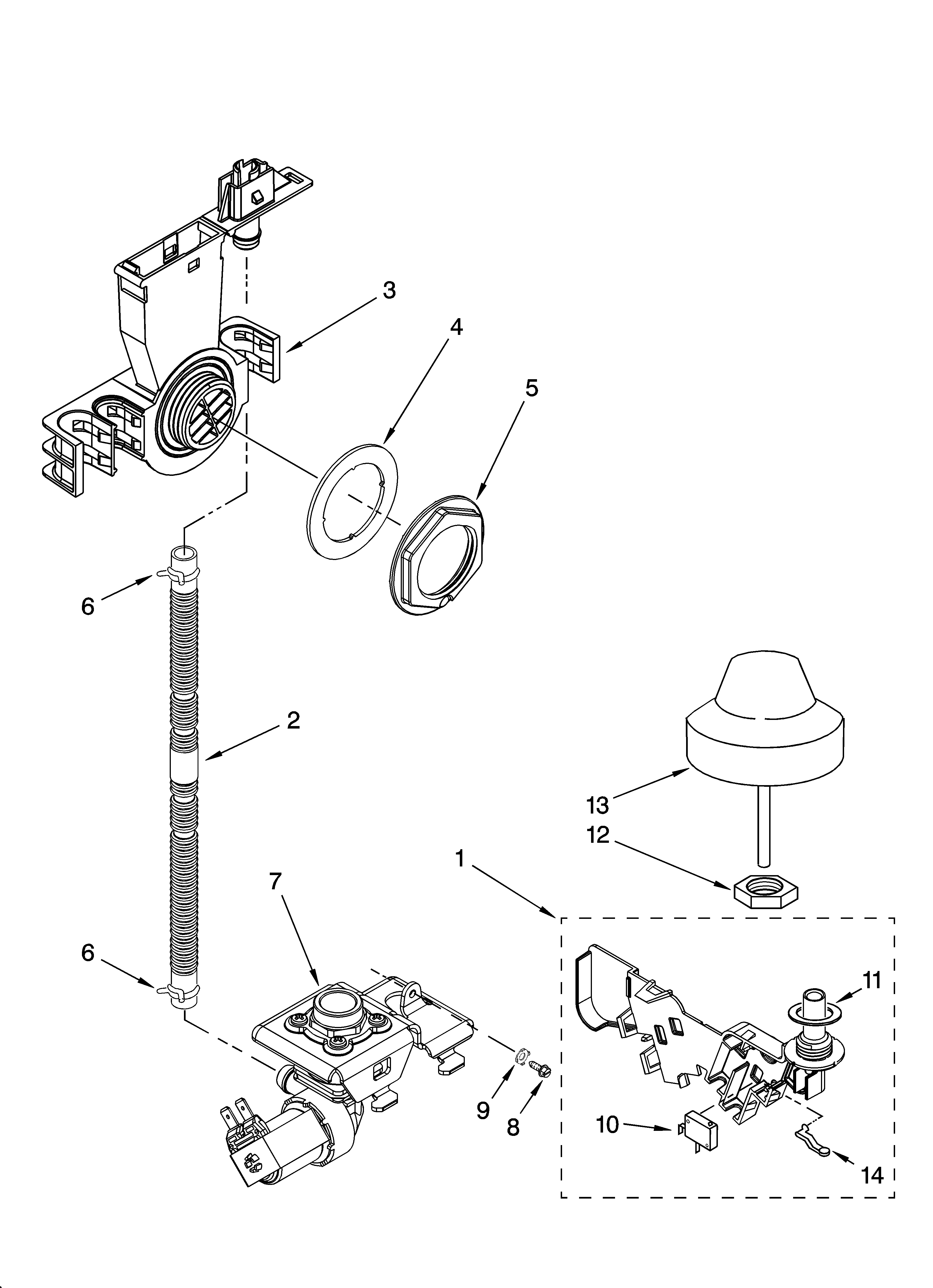 KitchenAid KUDP02IRWH4 fill and overfill parts diagram