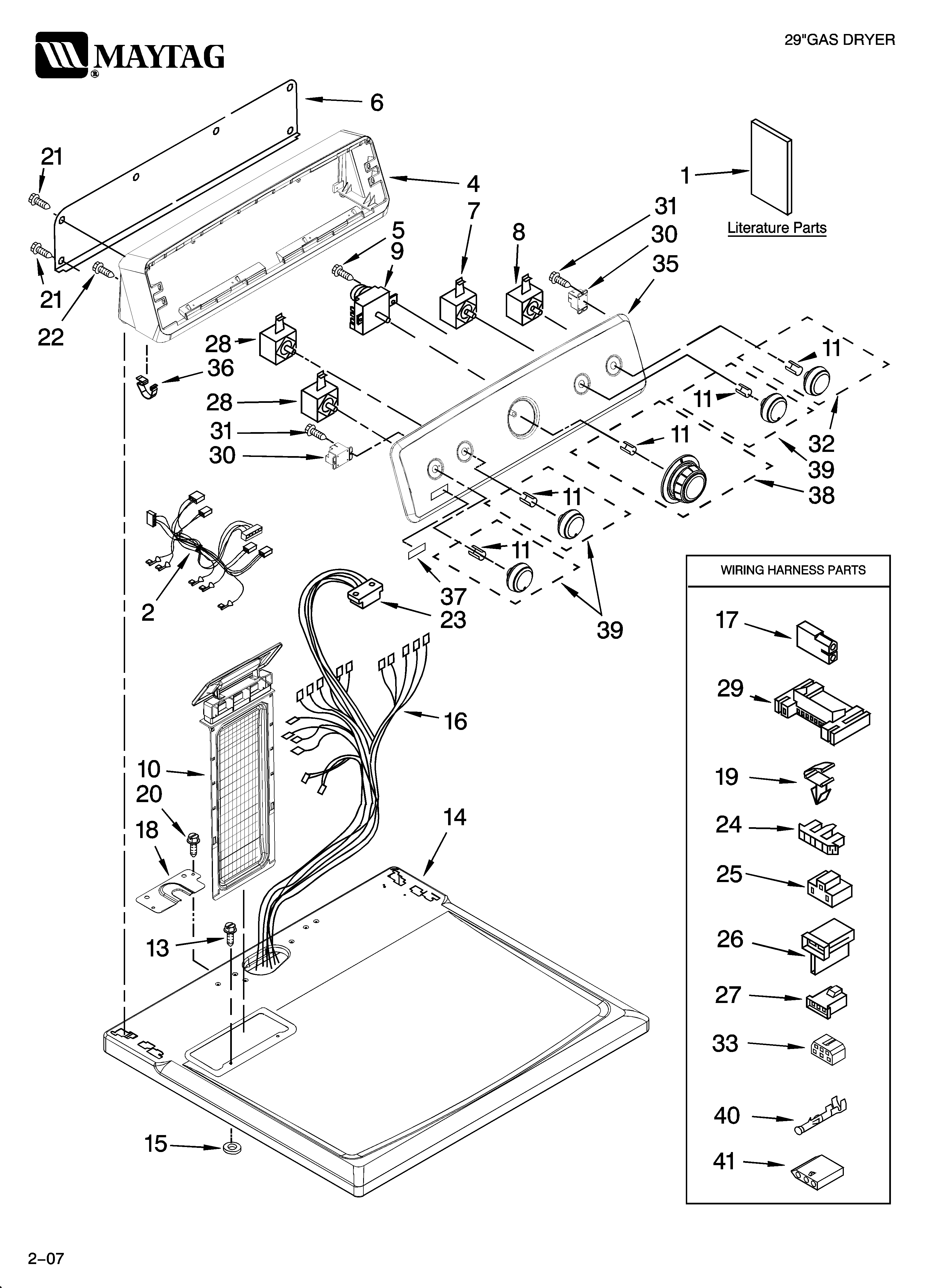 Maytag MGD5920TW0 top and console parts diagram
