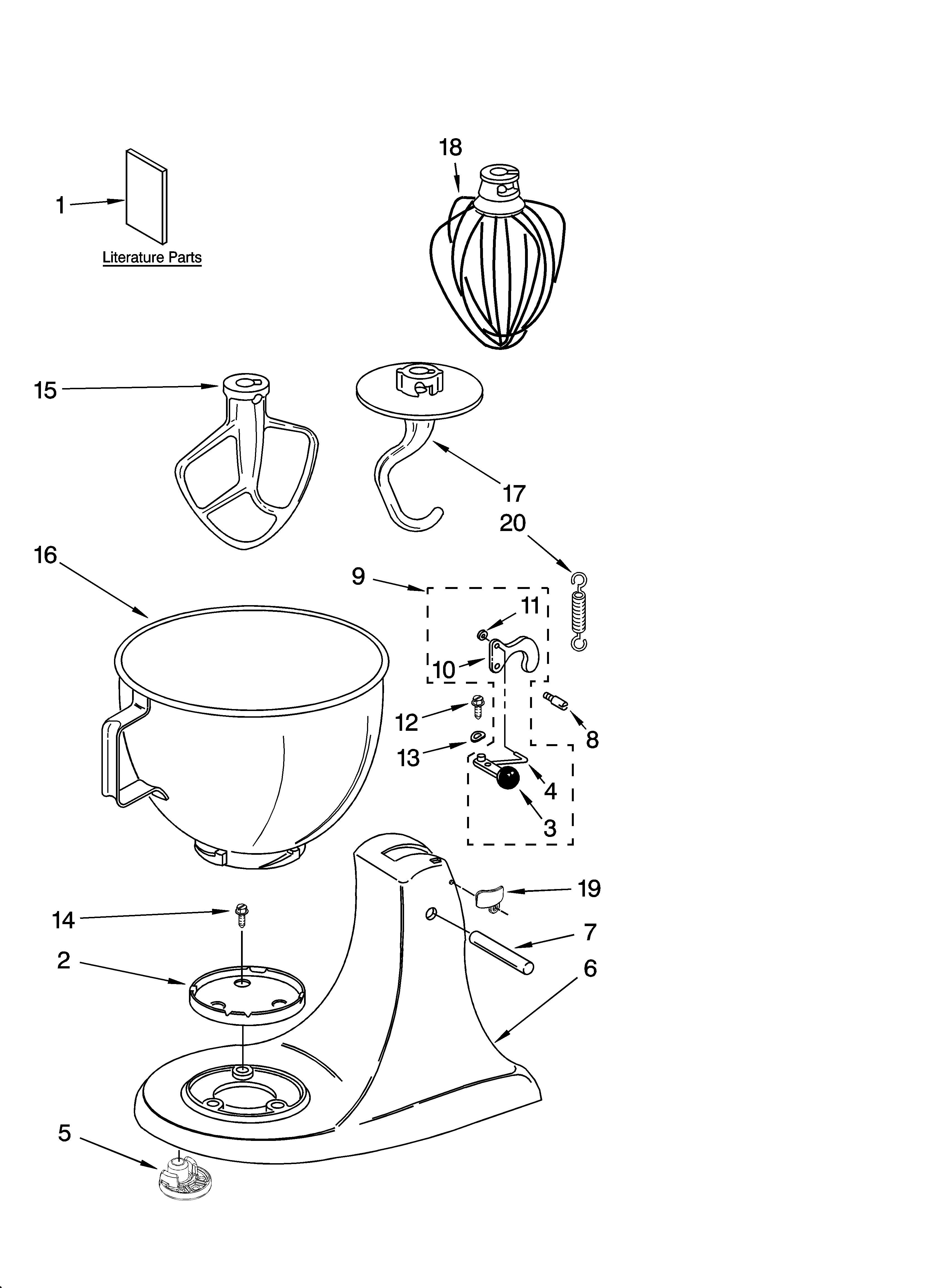 KitchenAid 5K45SSSDWH4 base and pedestal unit diagram