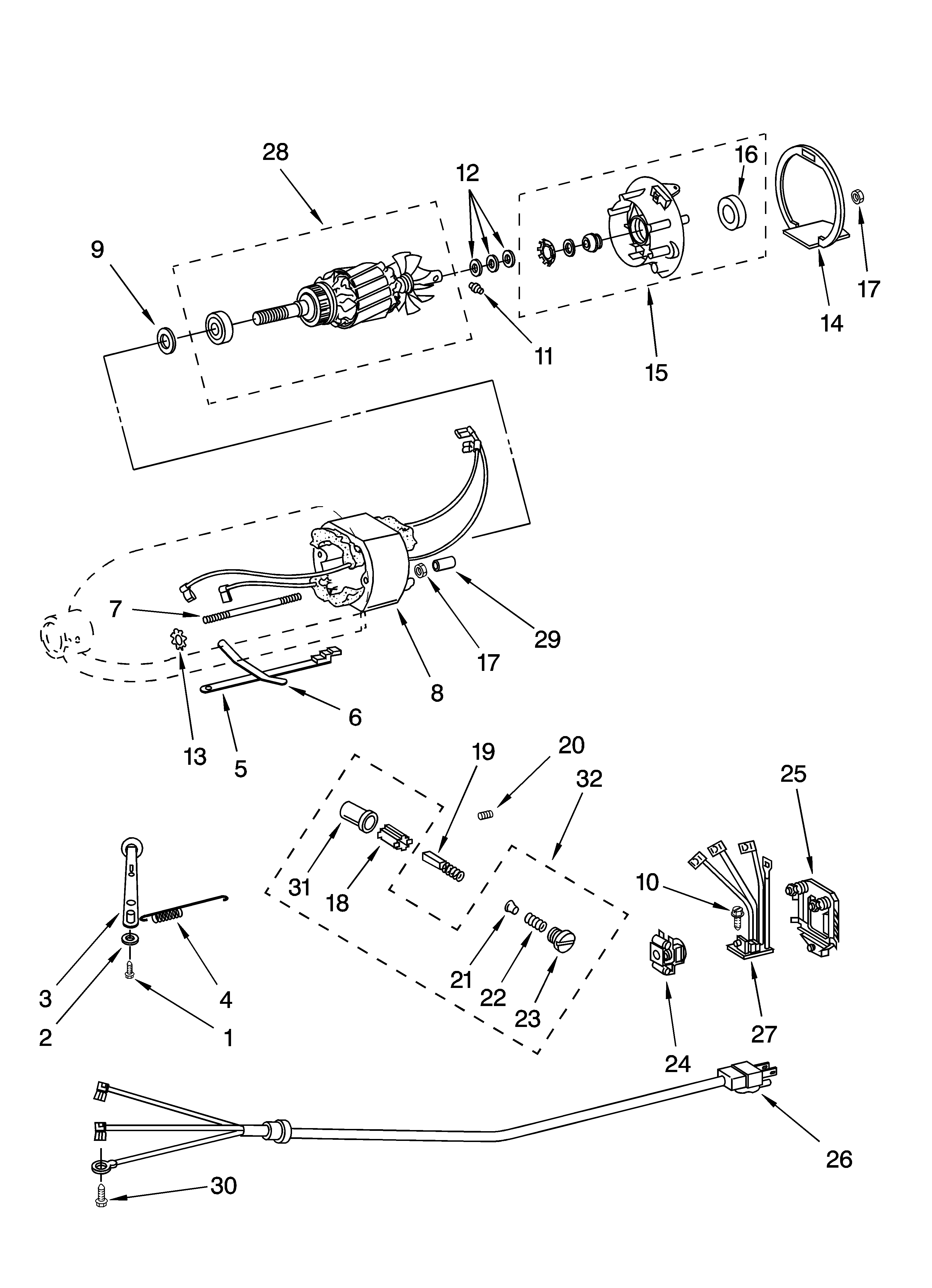KitchenAid 5K45SSSDWH4 motor and control parts, optional parts diagram