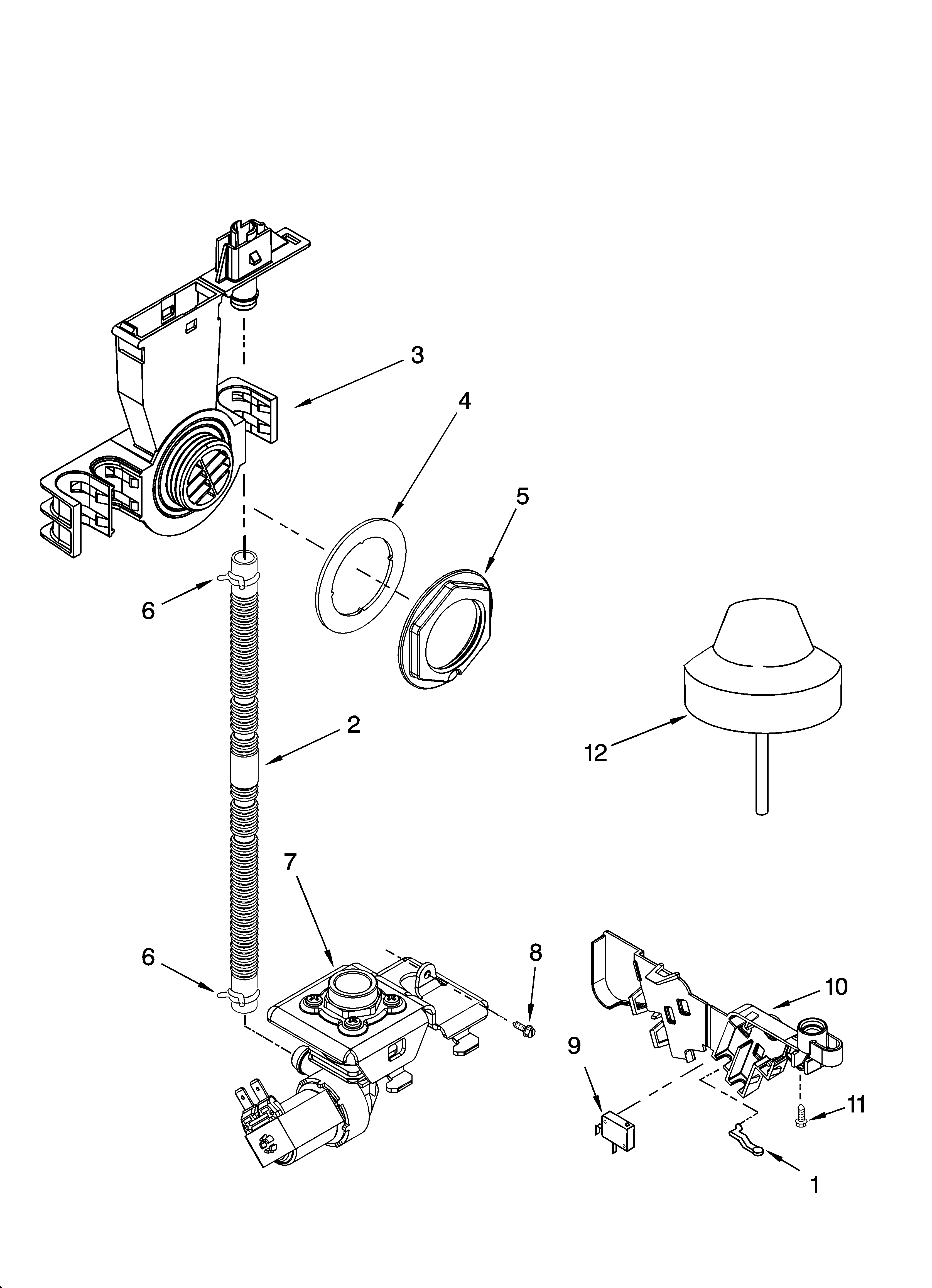 Whirlpool DU1101XTPBA fill and overfill parts diagram