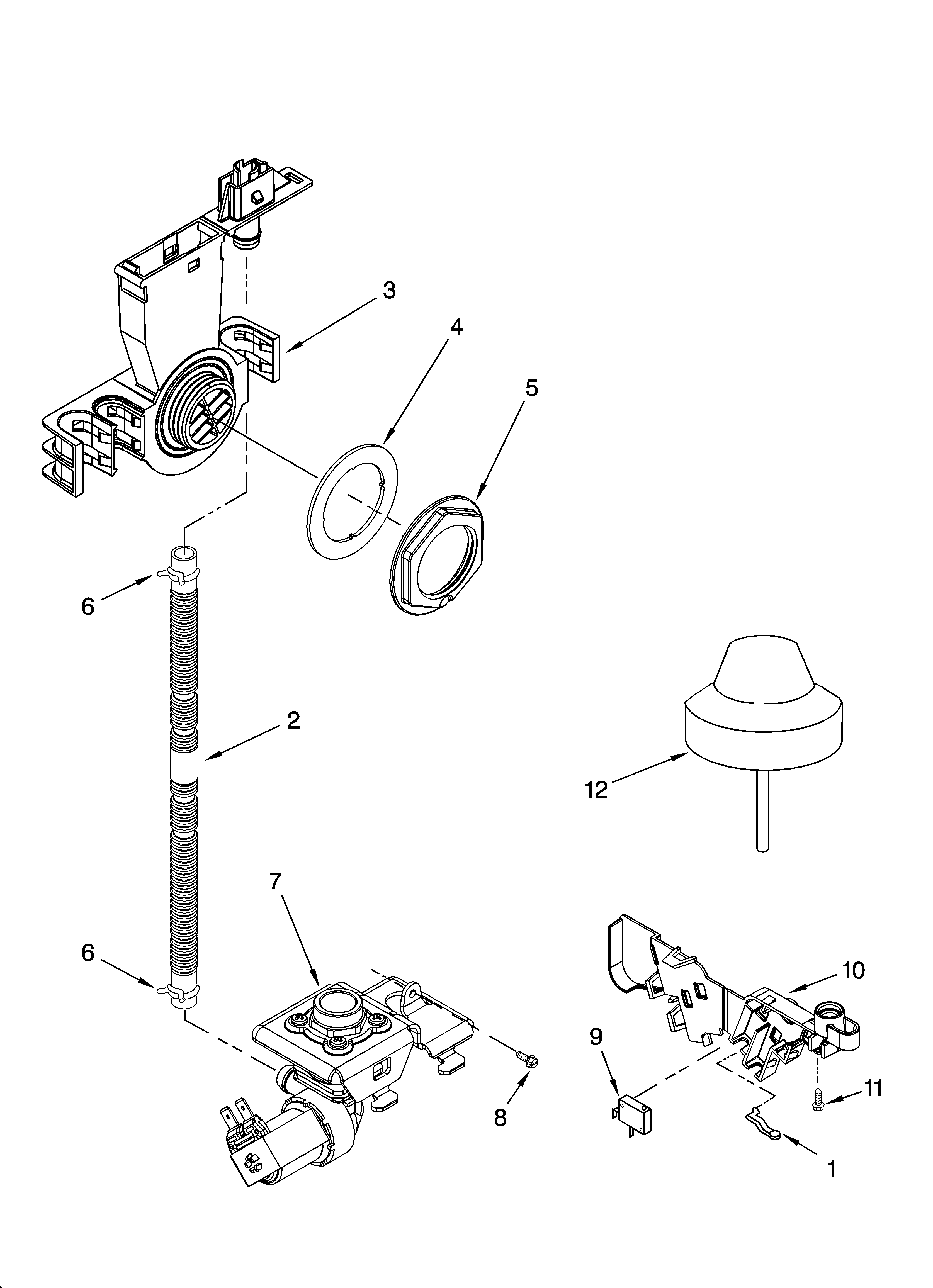 Whirlpool DU1145XTPSA fill and overfill parts diagram