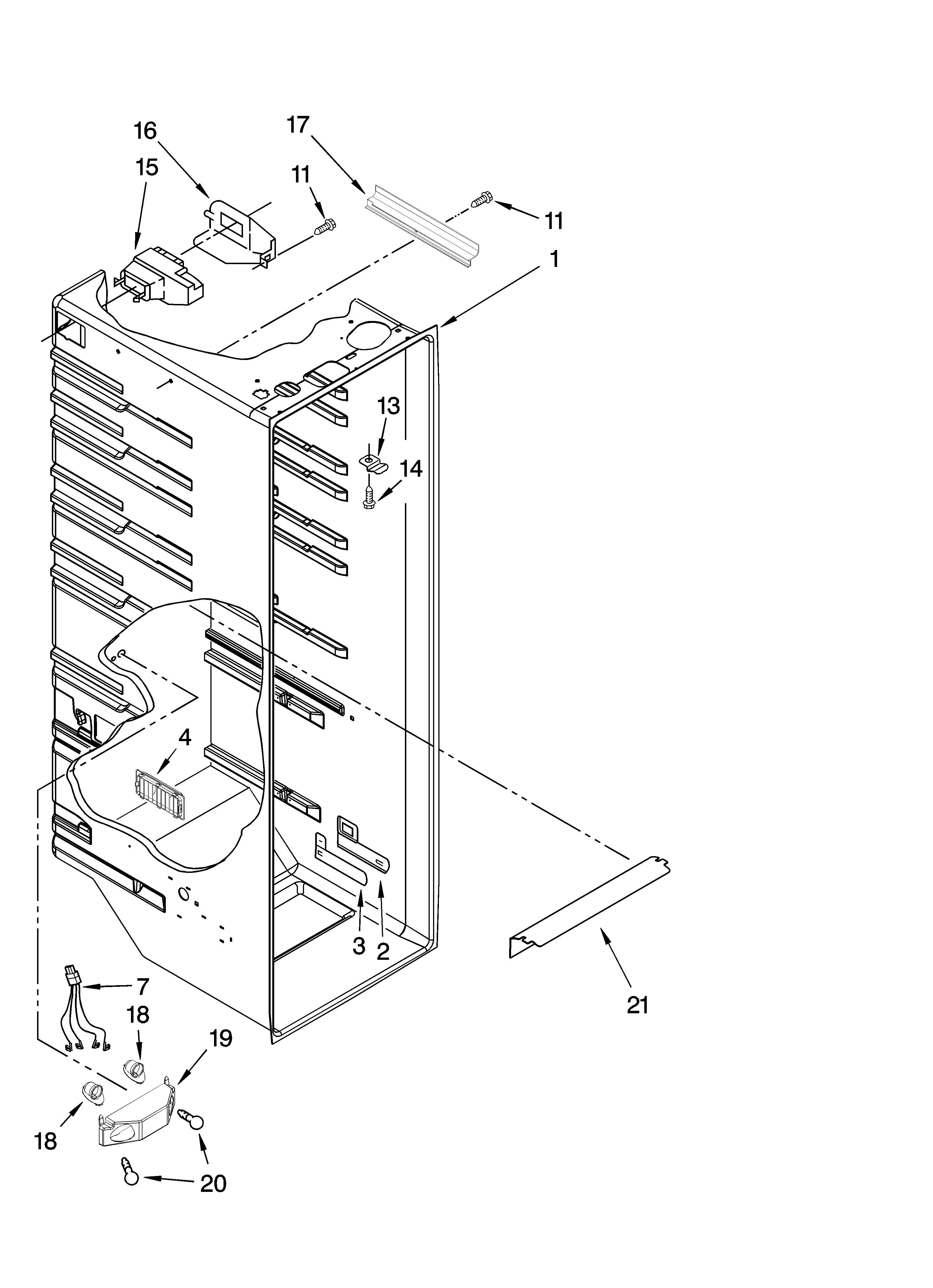 Whirlpool ED2HHKXTS00 refrigerator liner parts diagram