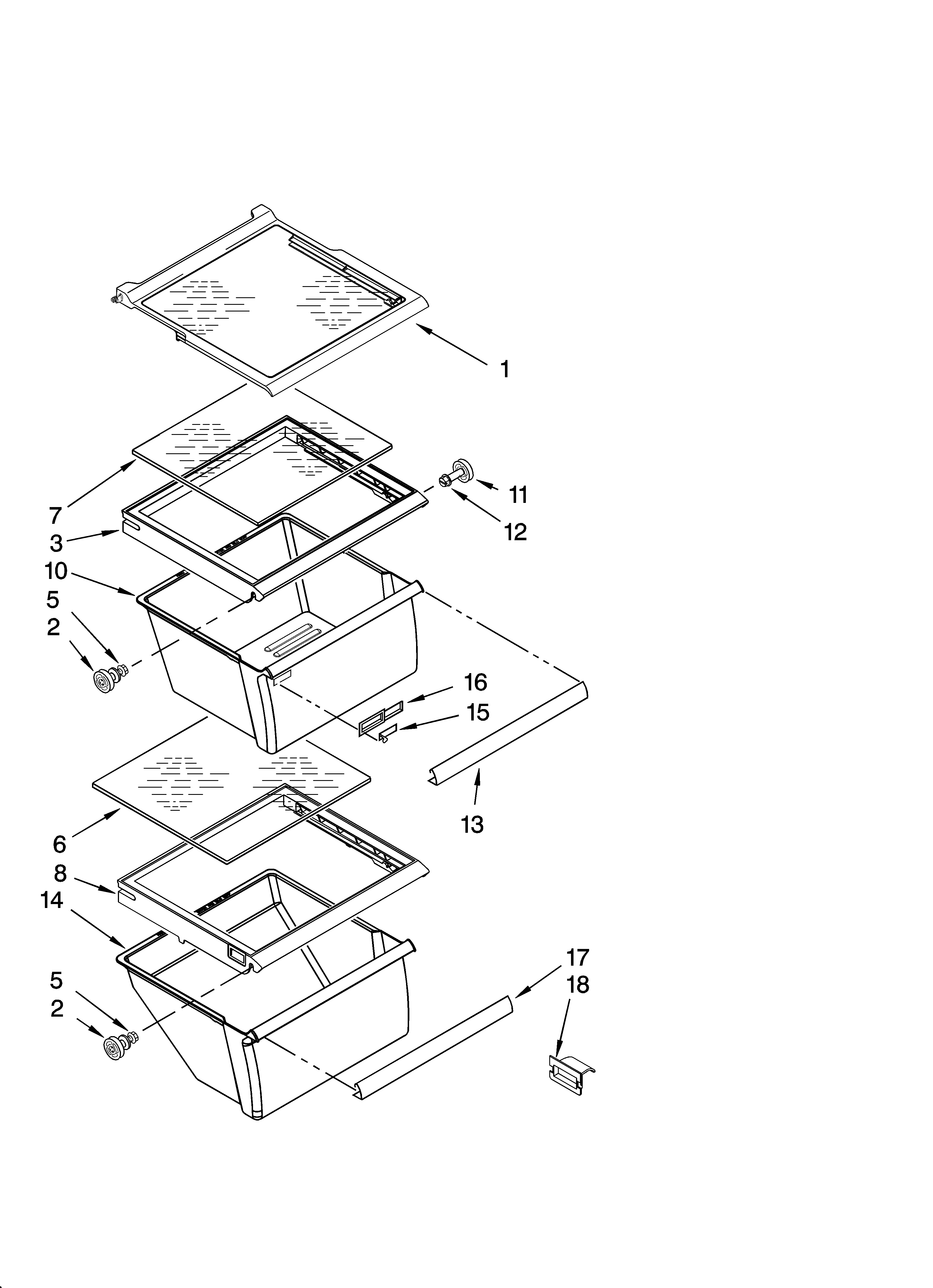 Whirlpool ED2HHKXTS00 refrigerator shelf parts diagram