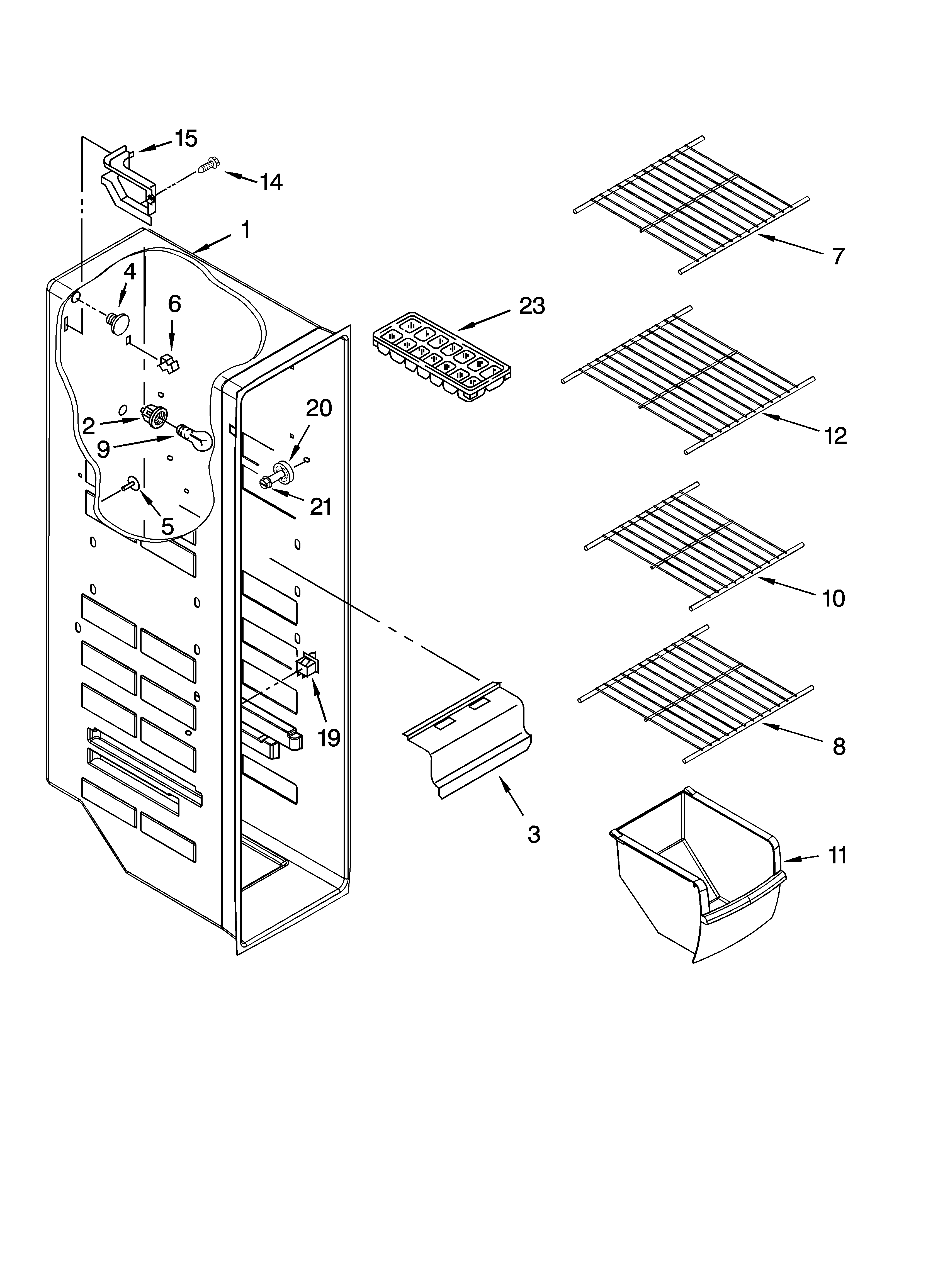 Whirlpool ED2HHKXTS00 freezer liner parts diagram