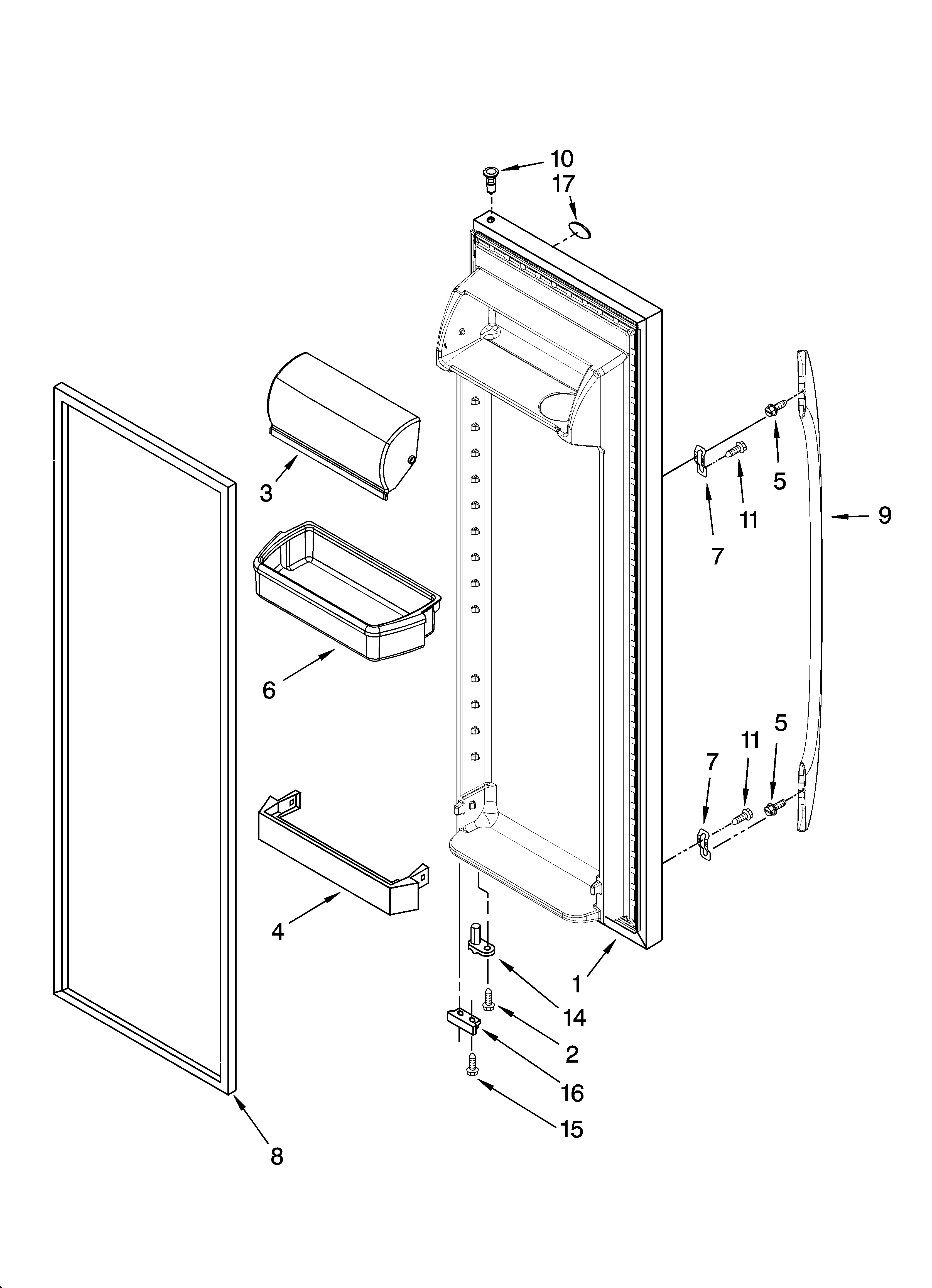 Whirlpool ED2HHKXTS00 refrigerator door parts diagram