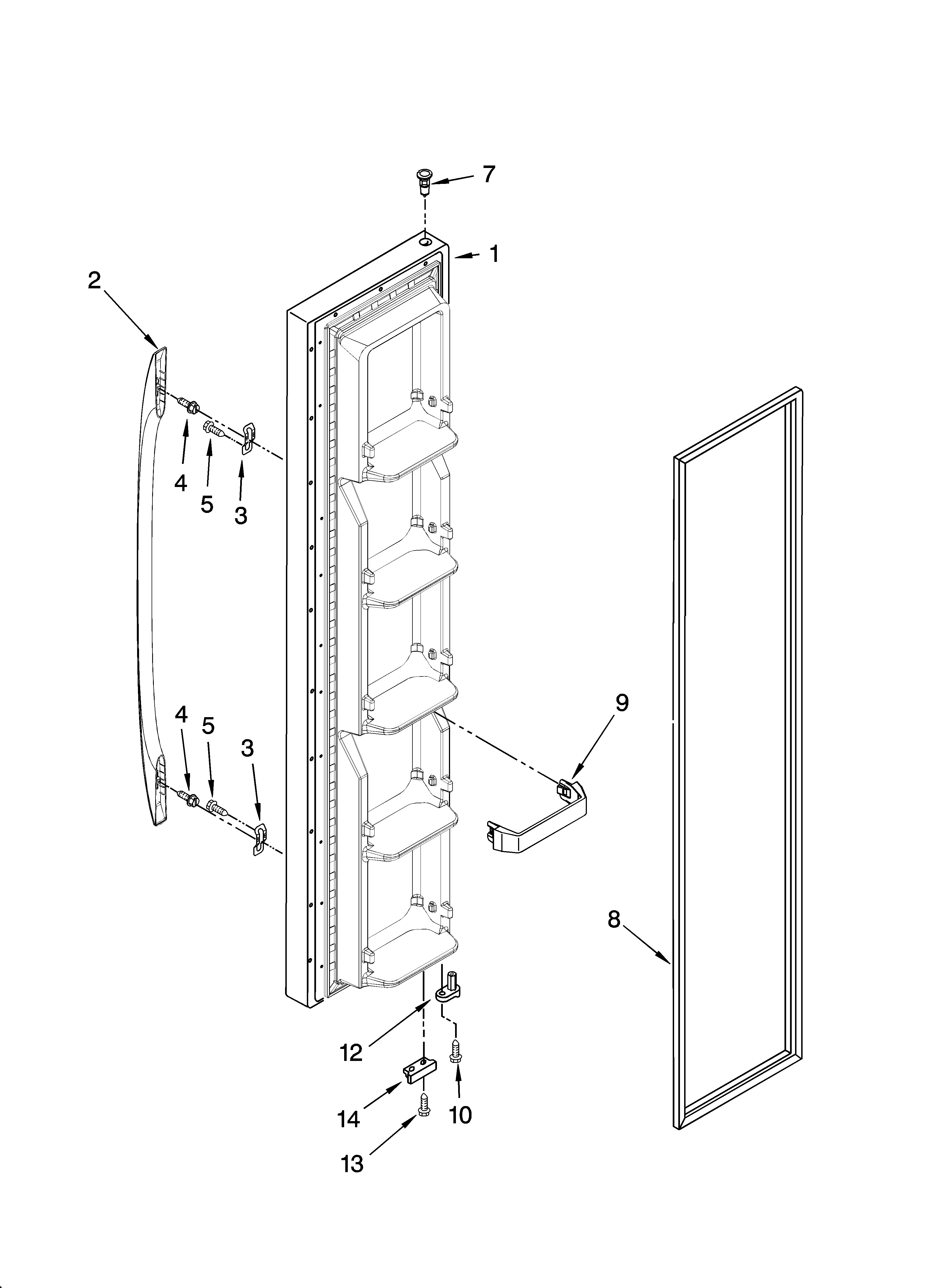 Whirlpool ED2HHKXTS00 freezer door parts diagram