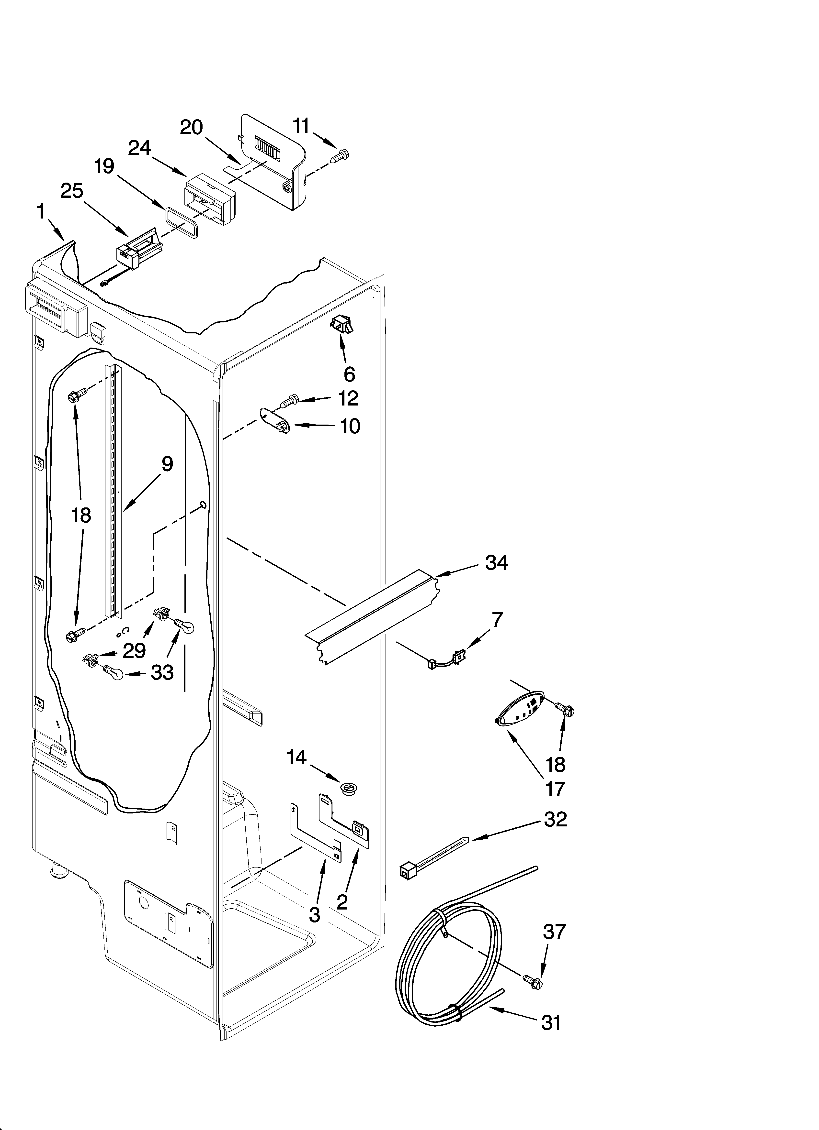 Whirlpool GC3JHAXTS01 refrigerator liner parts diagram
