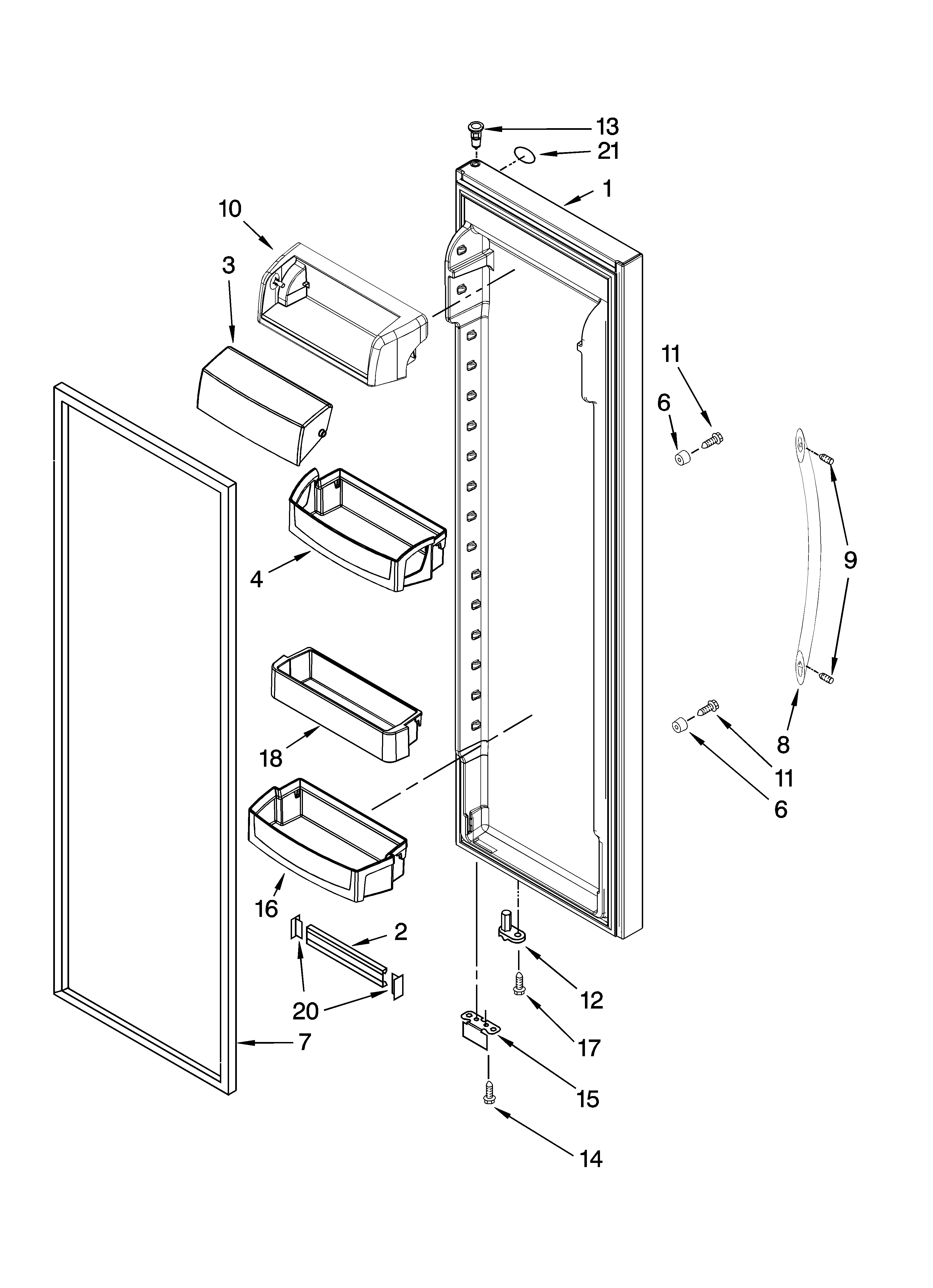 Whirlpool GC3JHAXTS01 refrigerator door parts diagram