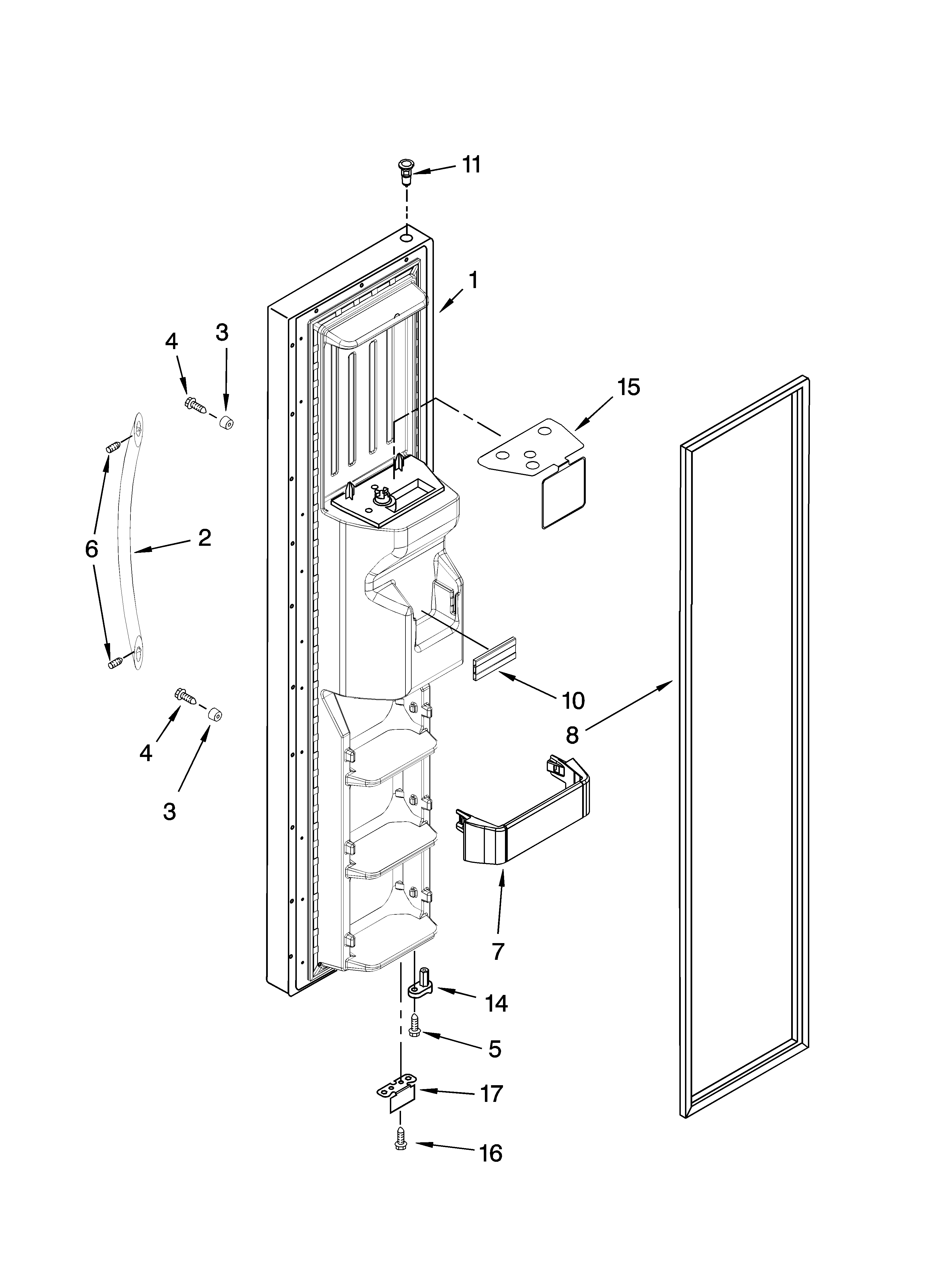 Whirlpool GC3JHAXTS01 freezer door parts diagram