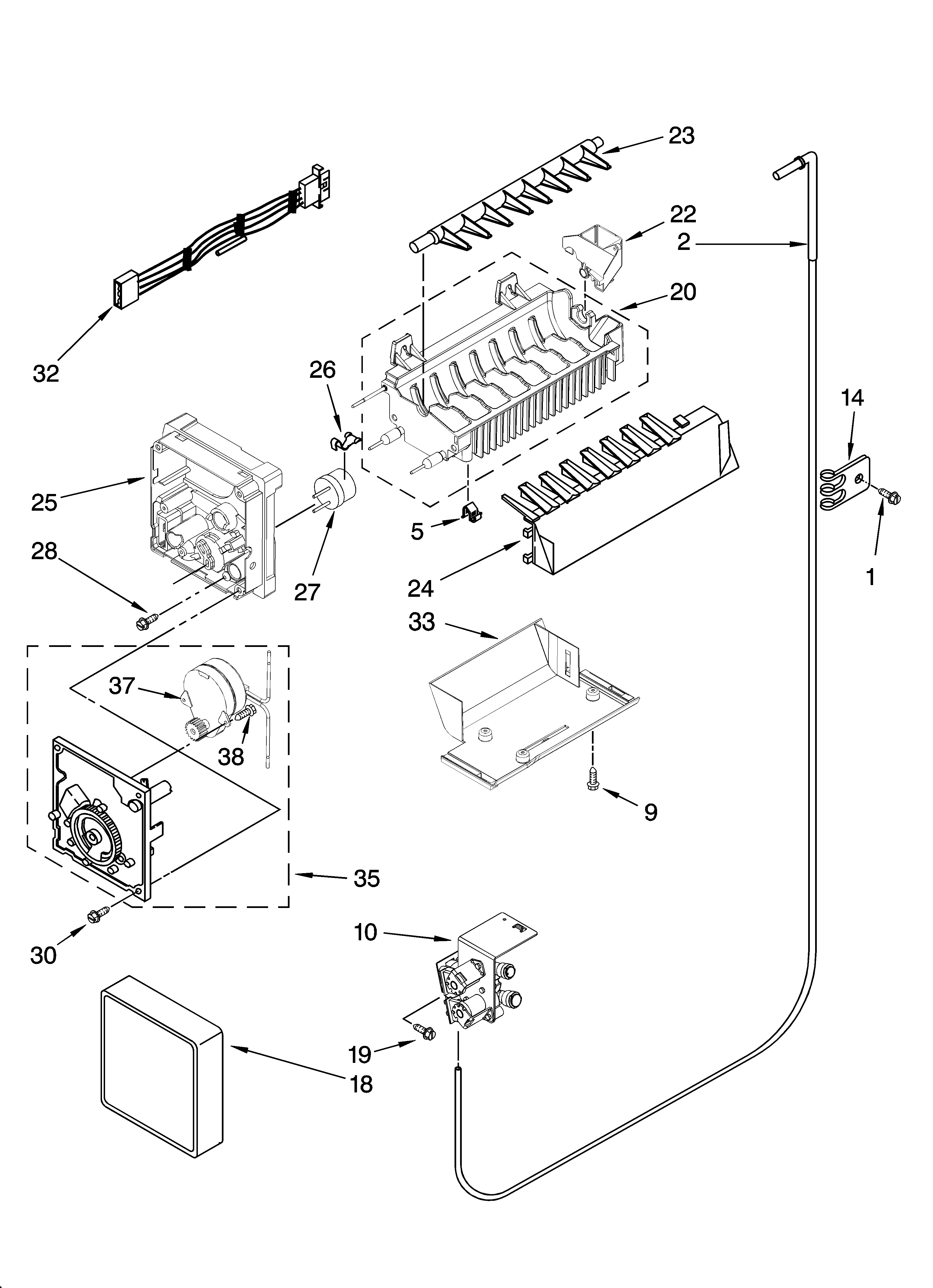 Whirlpool GC3JHAXTS01 icemaker parts, optional parts (not included) diagram