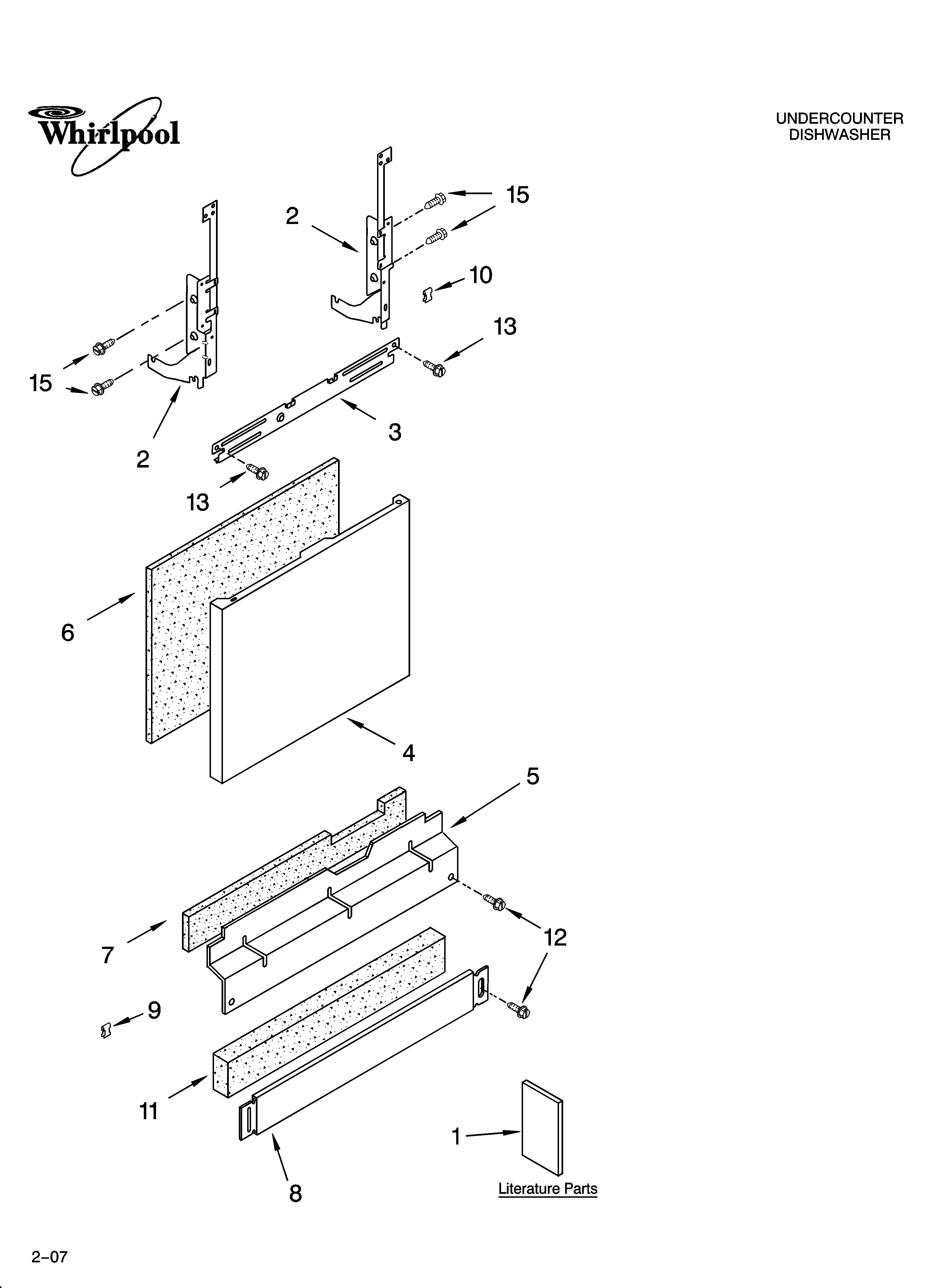 Whirlpool GU2700XTSQ1 door and panel parts diagram