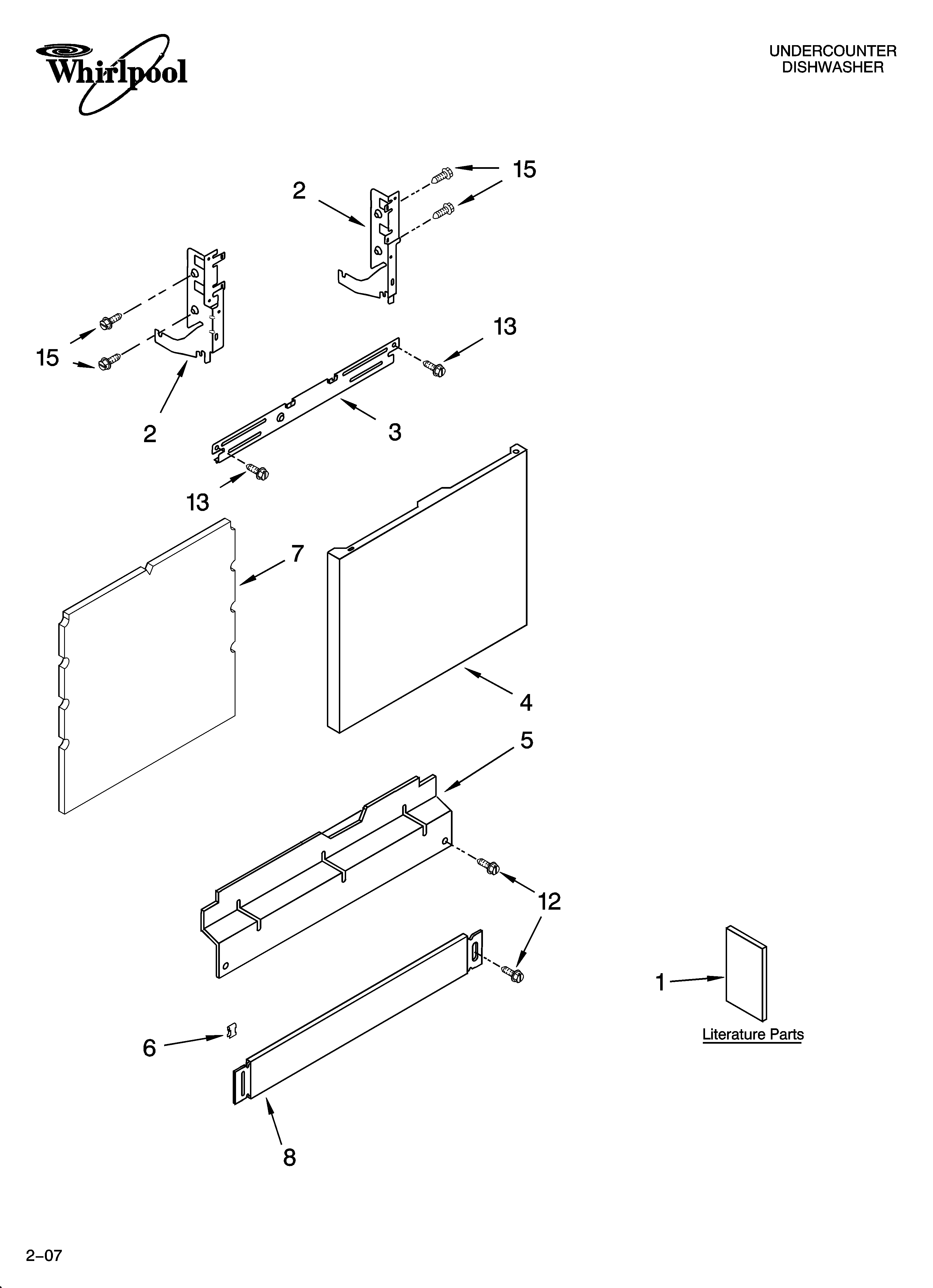 Whirlpool GU3200XTSQ1 door and panel parts diagram