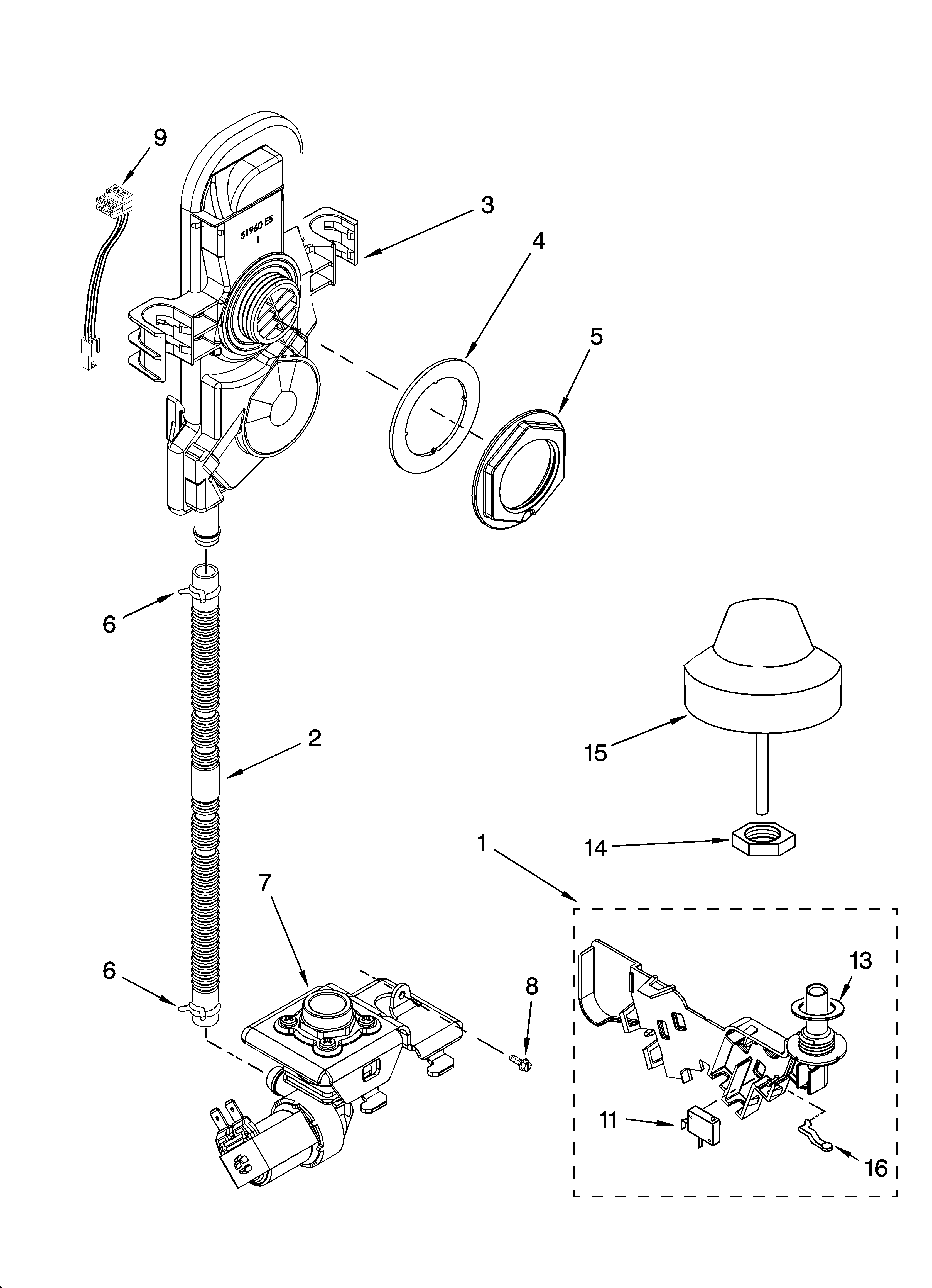 Whirlpool GU3200XTSQ1 fill and overfill parts diagram