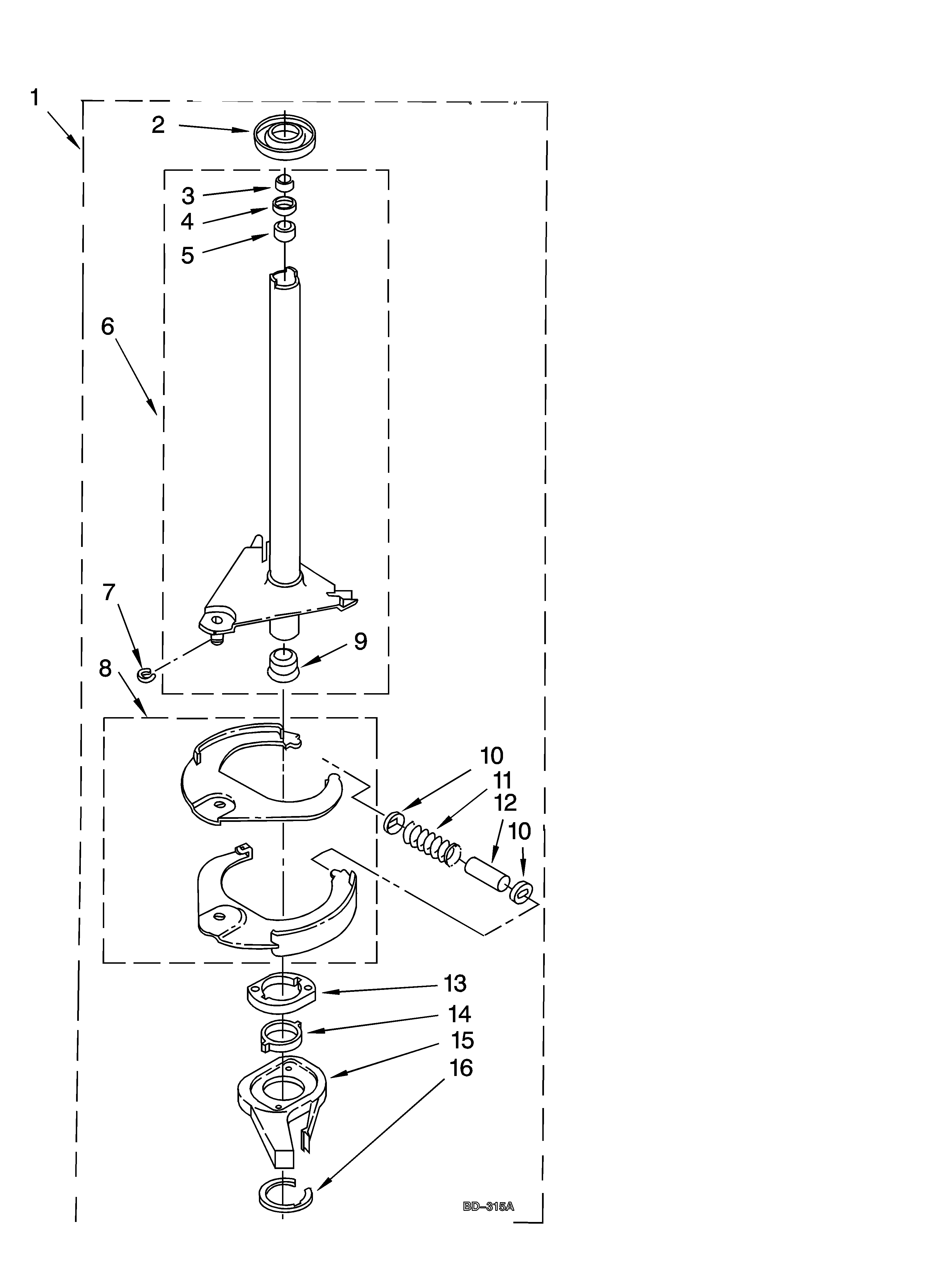 Inglis IJ45001 brake and drive tube parts diagram