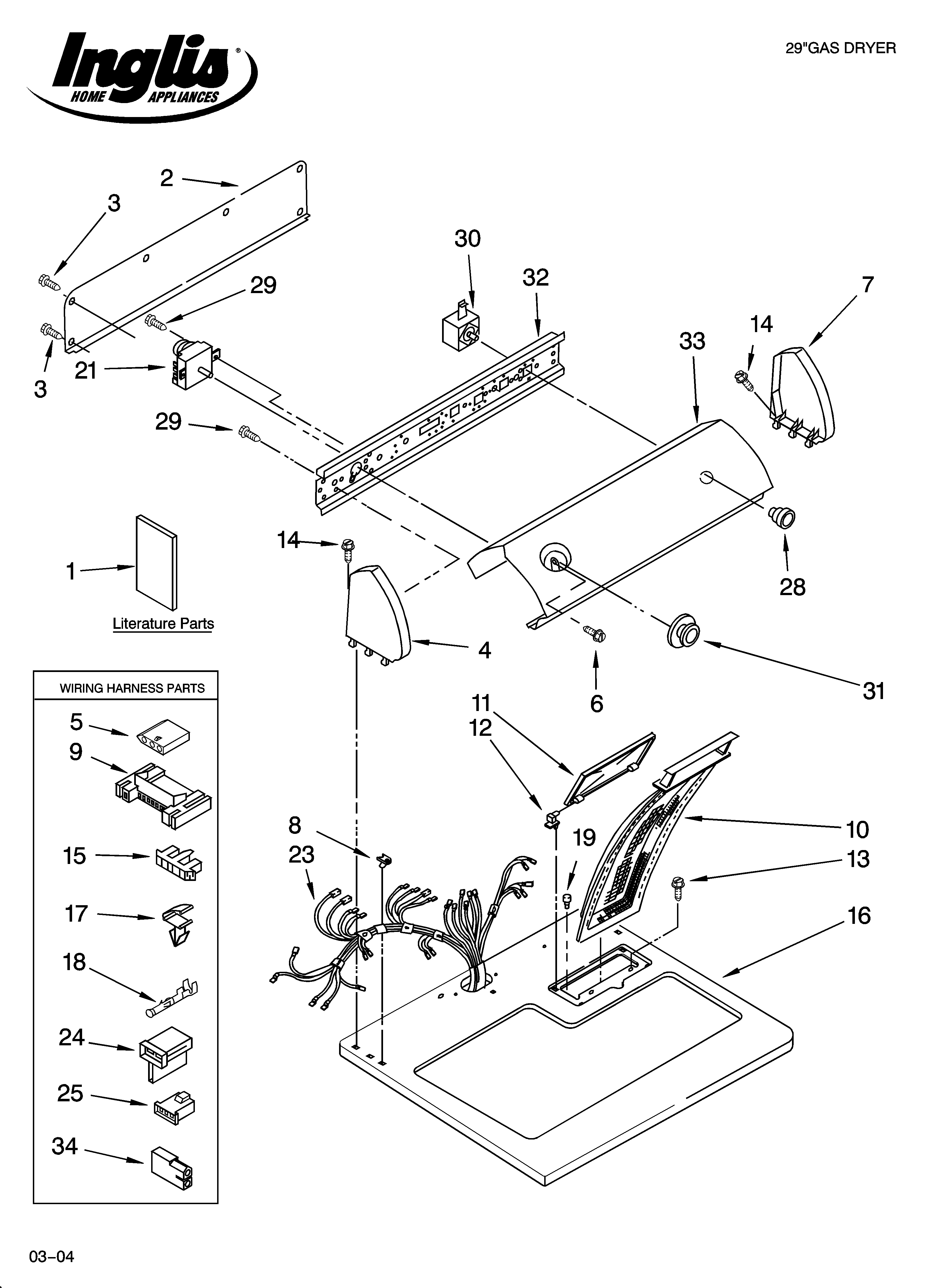 Inglis IJ70003 top and console parts diagram