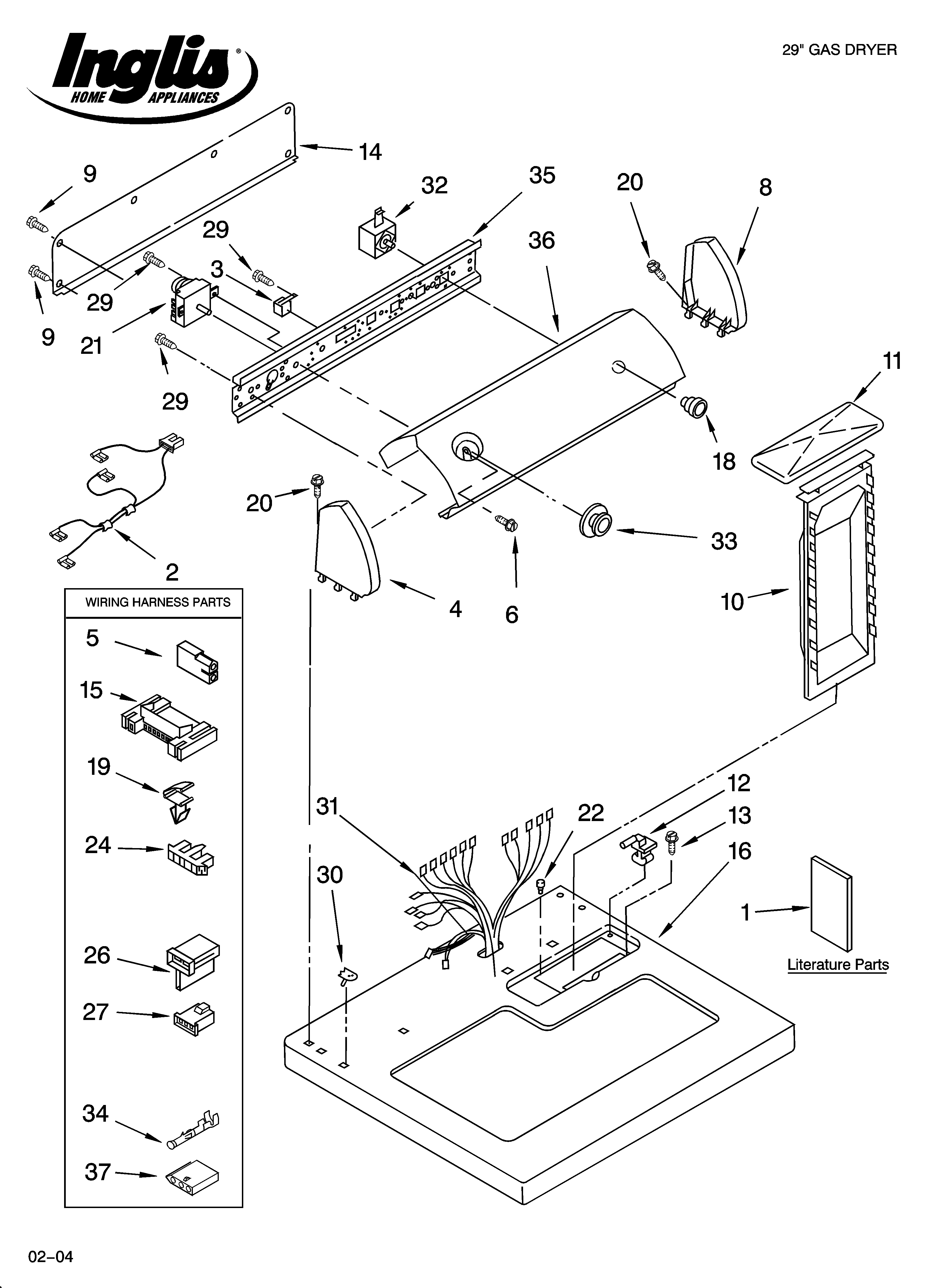 Inglis IJ72003 top and console parts diagram