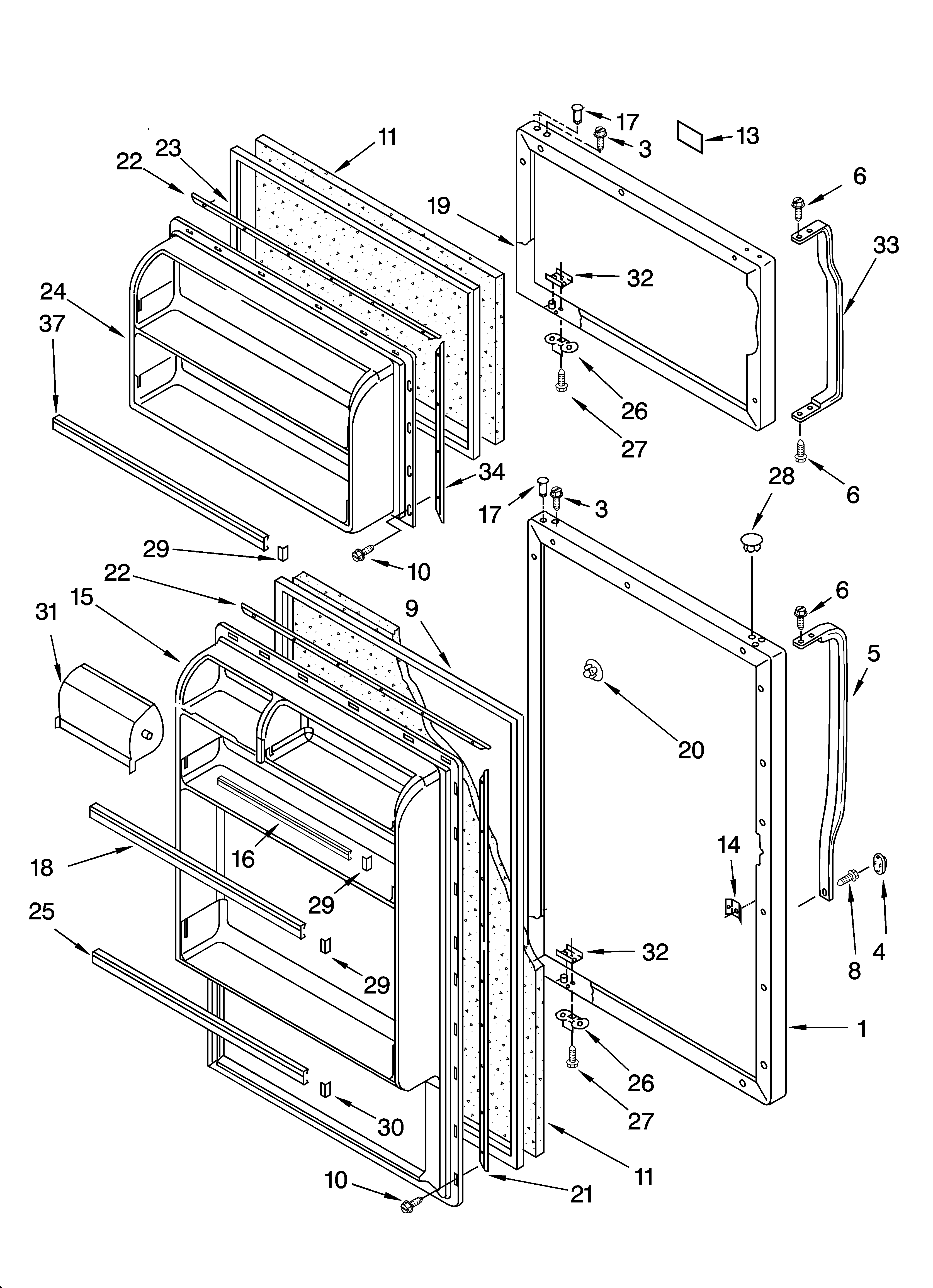 Inglis IJT181300 door parts diagram