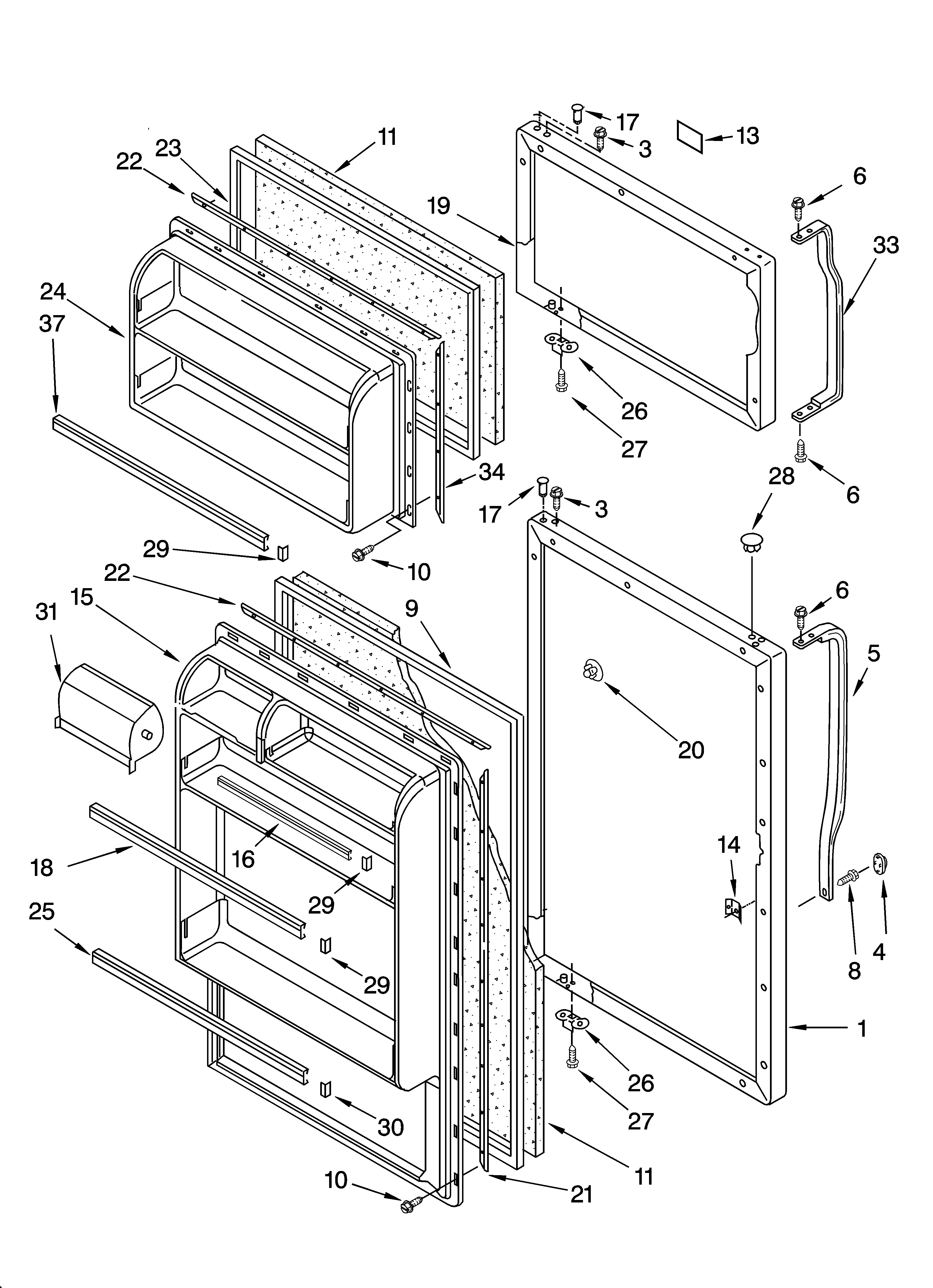 Inglis IJT183300 door parts diagram