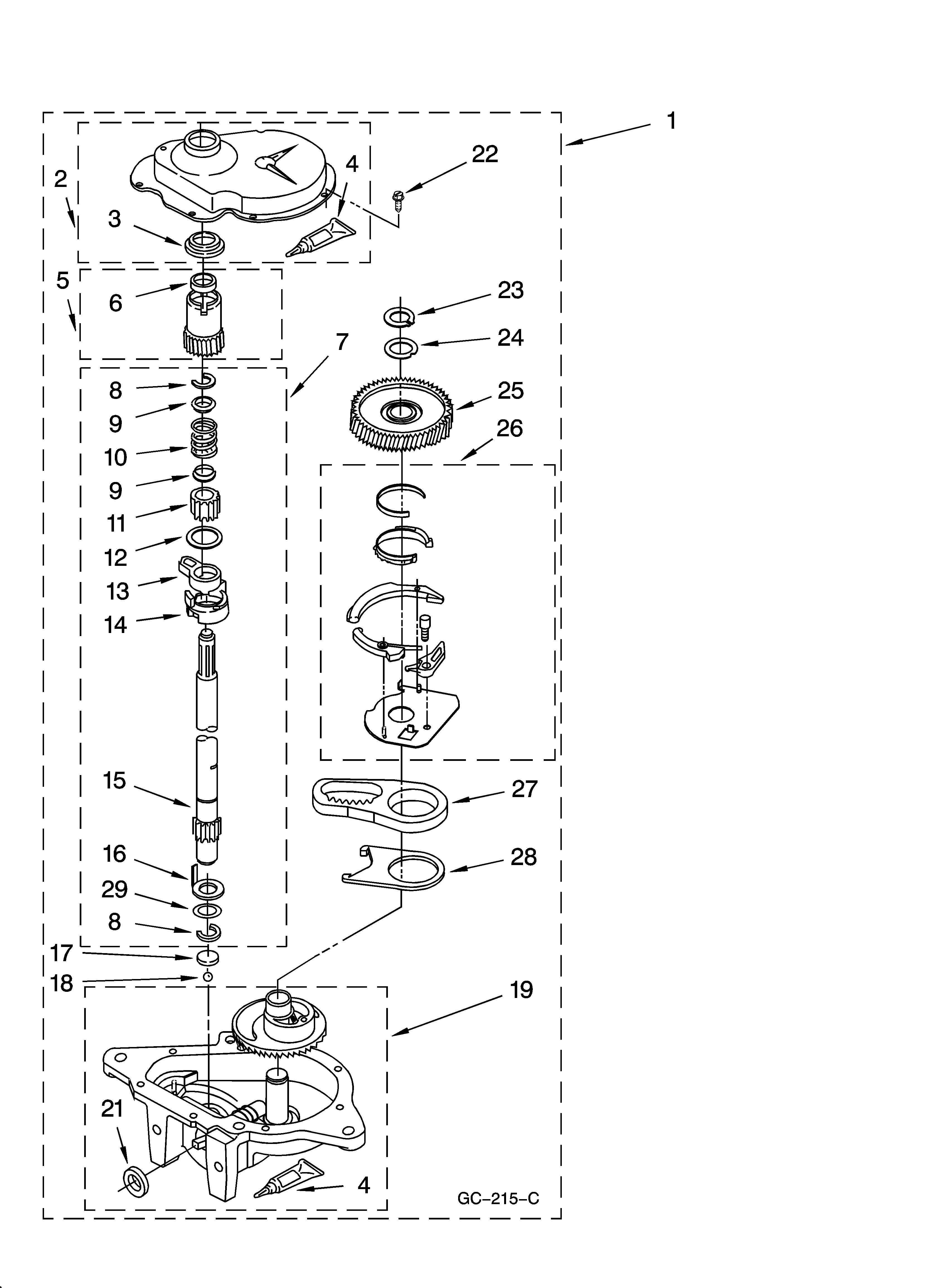 Inglis IK45000 gearcase parts diagram
