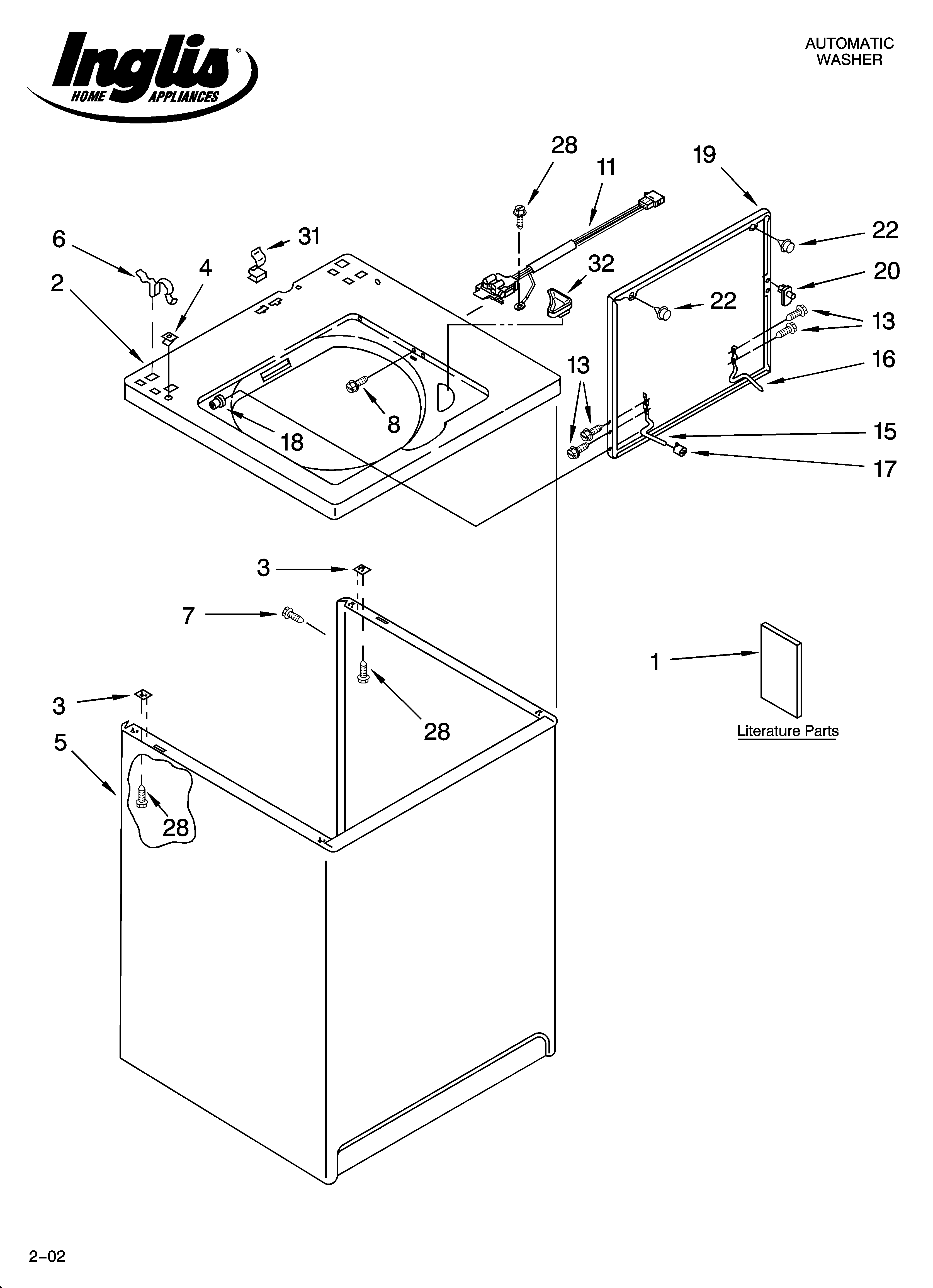 Inglis IL44000 top and cabinet parts diagram