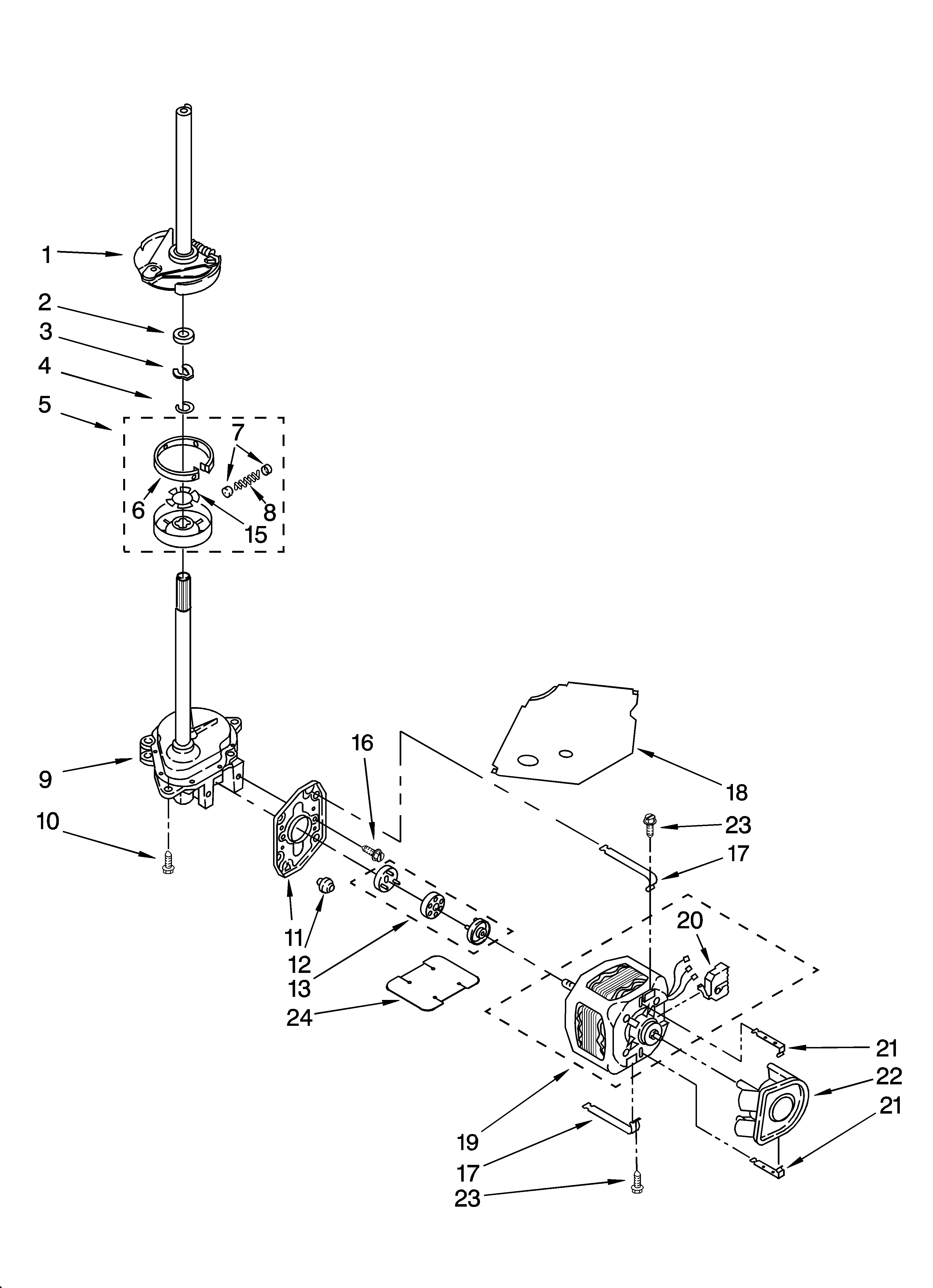 Inglis IM41001 brake, clutch, gearcase, motor and pump parts diagram