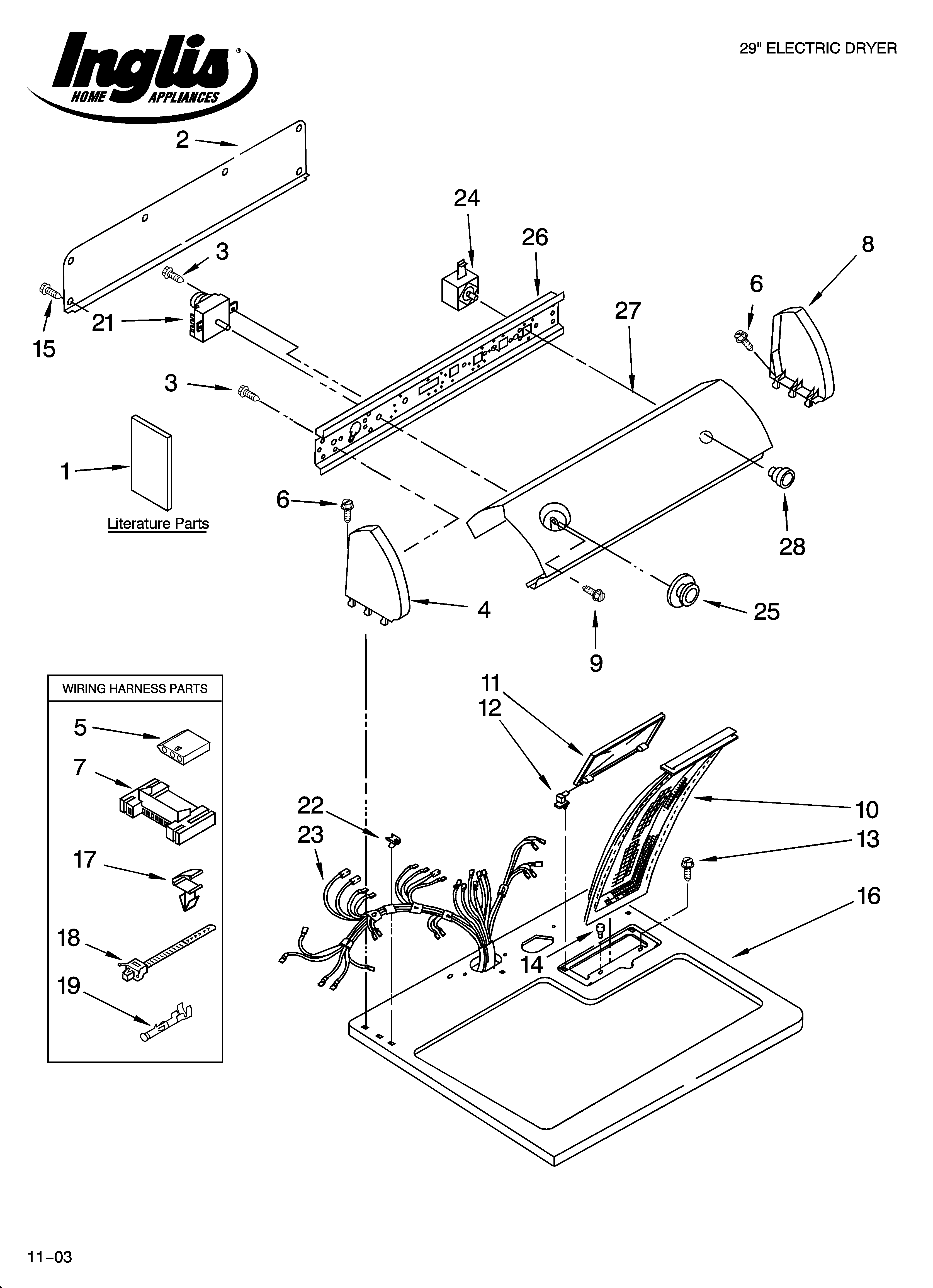 Inglis IM80000 top and console parts diagram