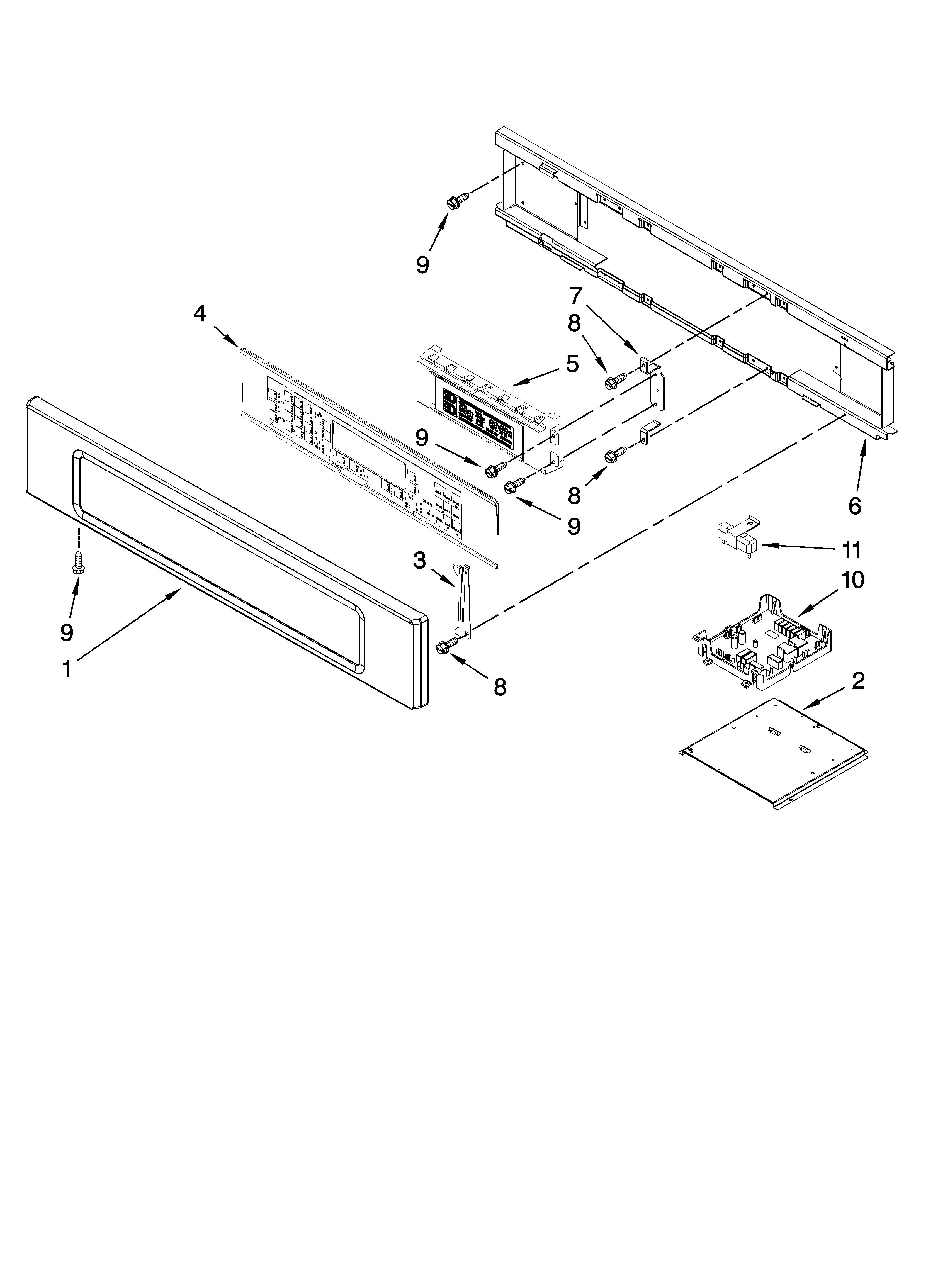 KitchenAid KEBK101SSS00 control panel parts diagram