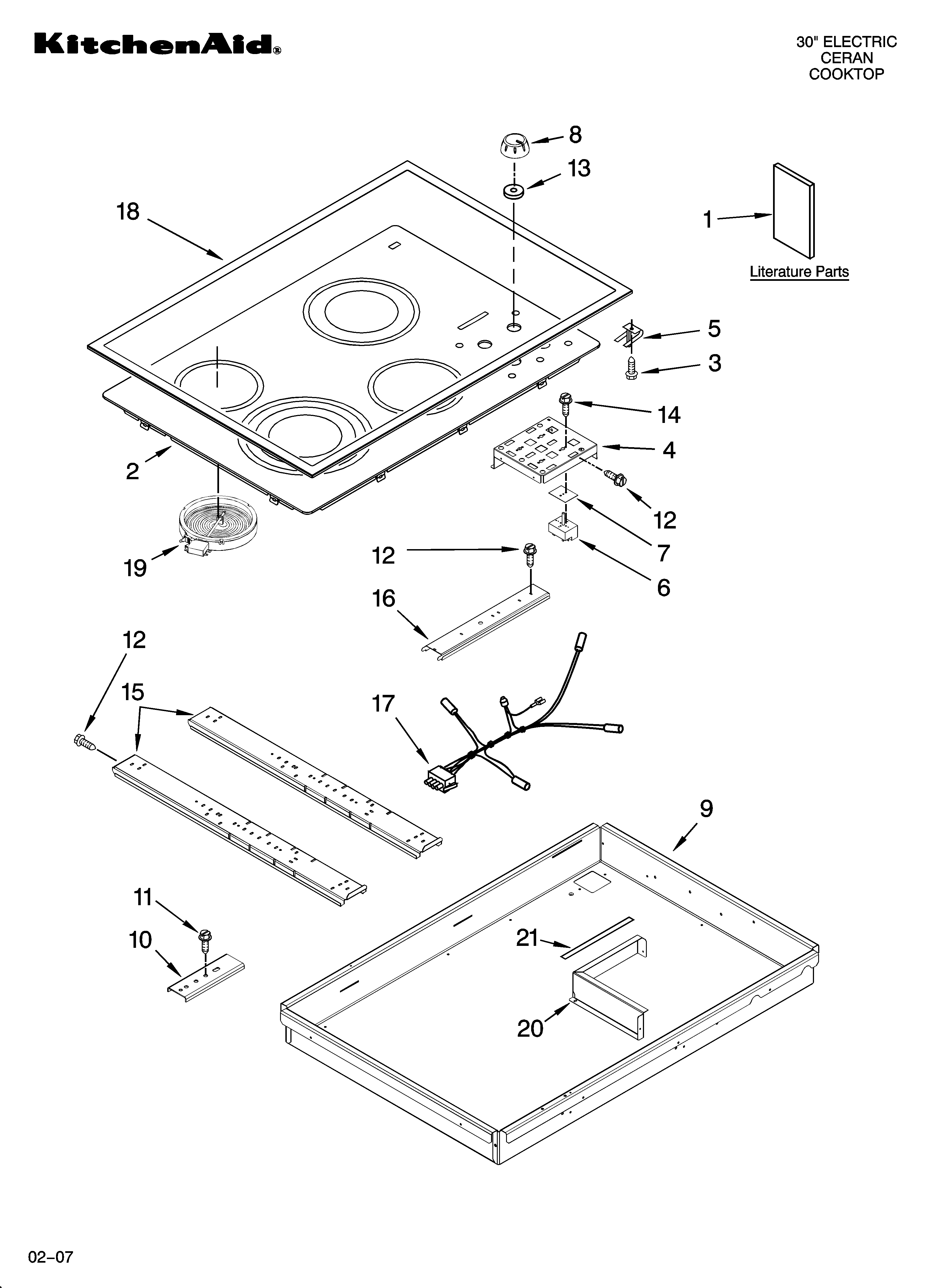 KitchenAid KECC506RBL02 cooktop parts, optional parts diagram