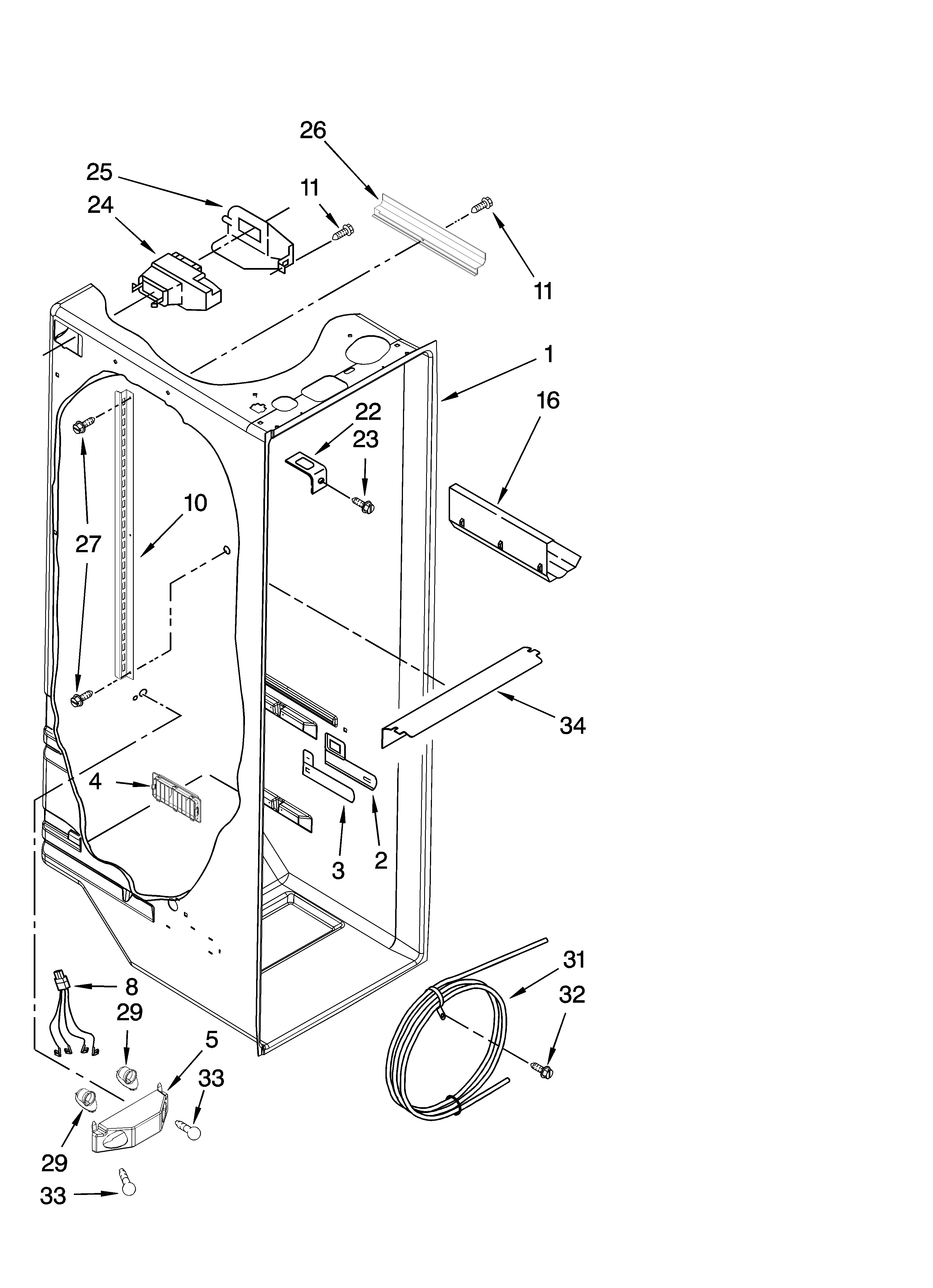 KitchenAid KSRD22FTST01 refrigerator liner parts diagram