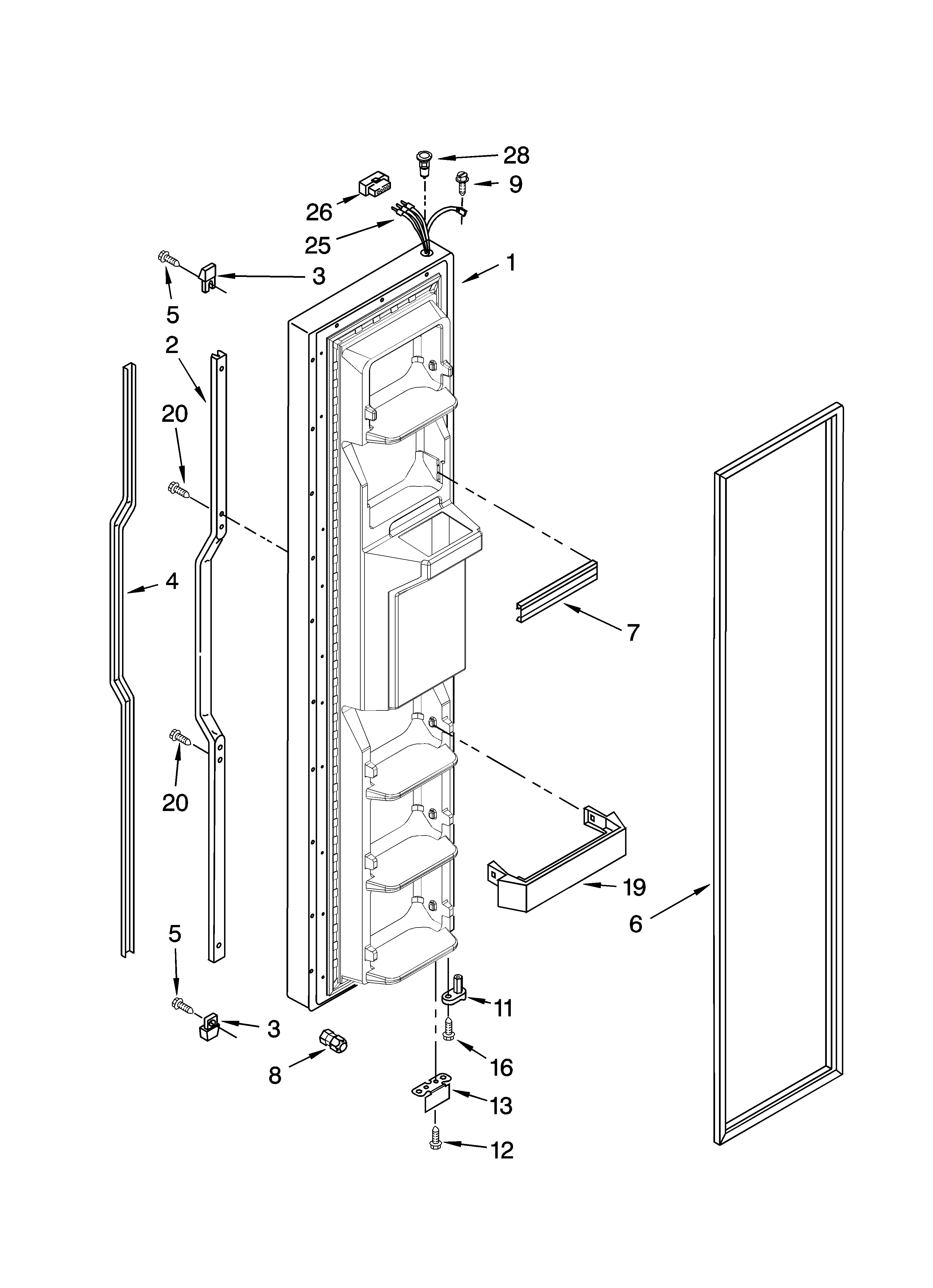 KitchenAid KSRD22FTST01 freezer door parts diagram