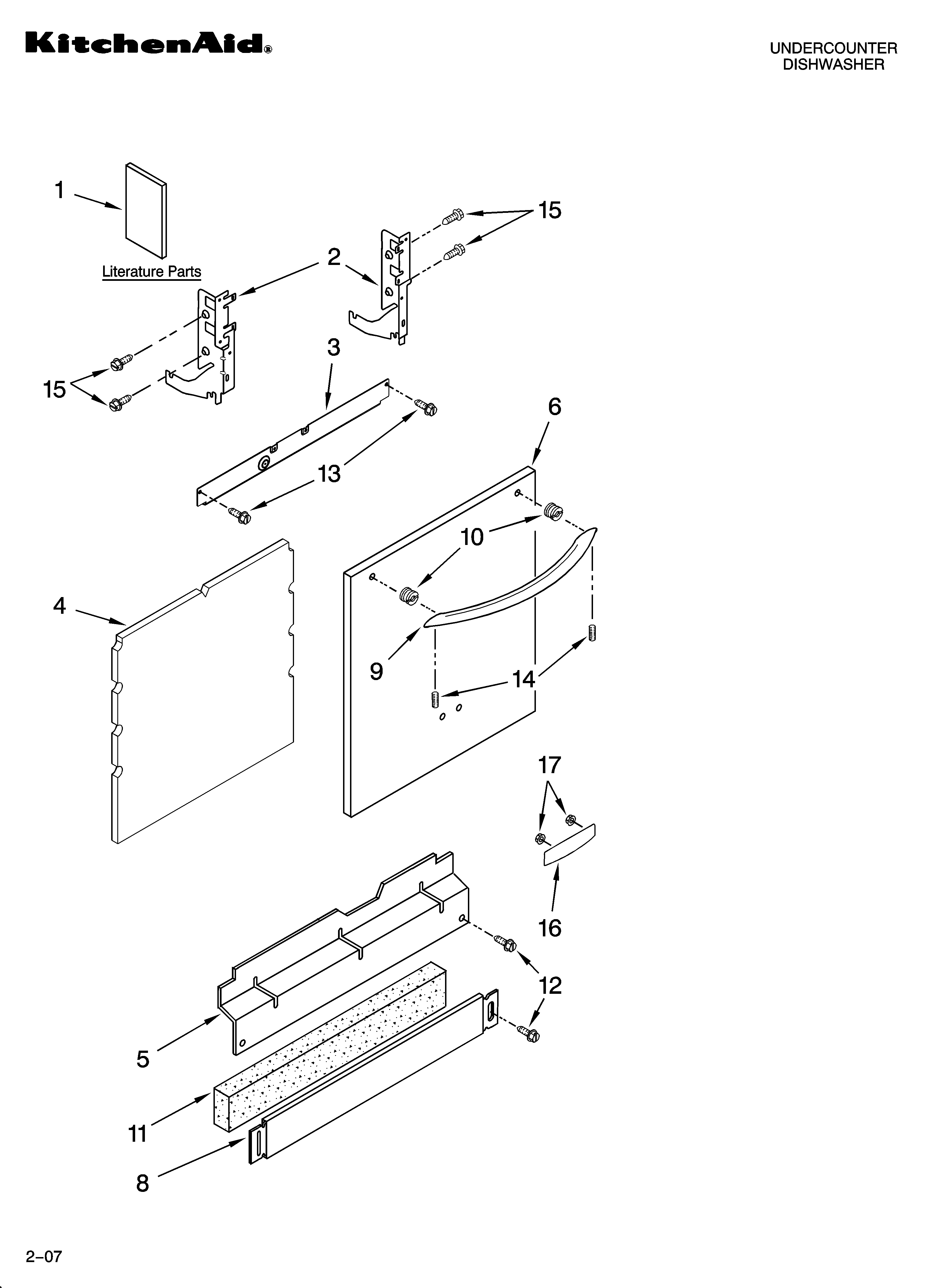 KitchenAid KUDS03FSBL4 door and panel parts diagram