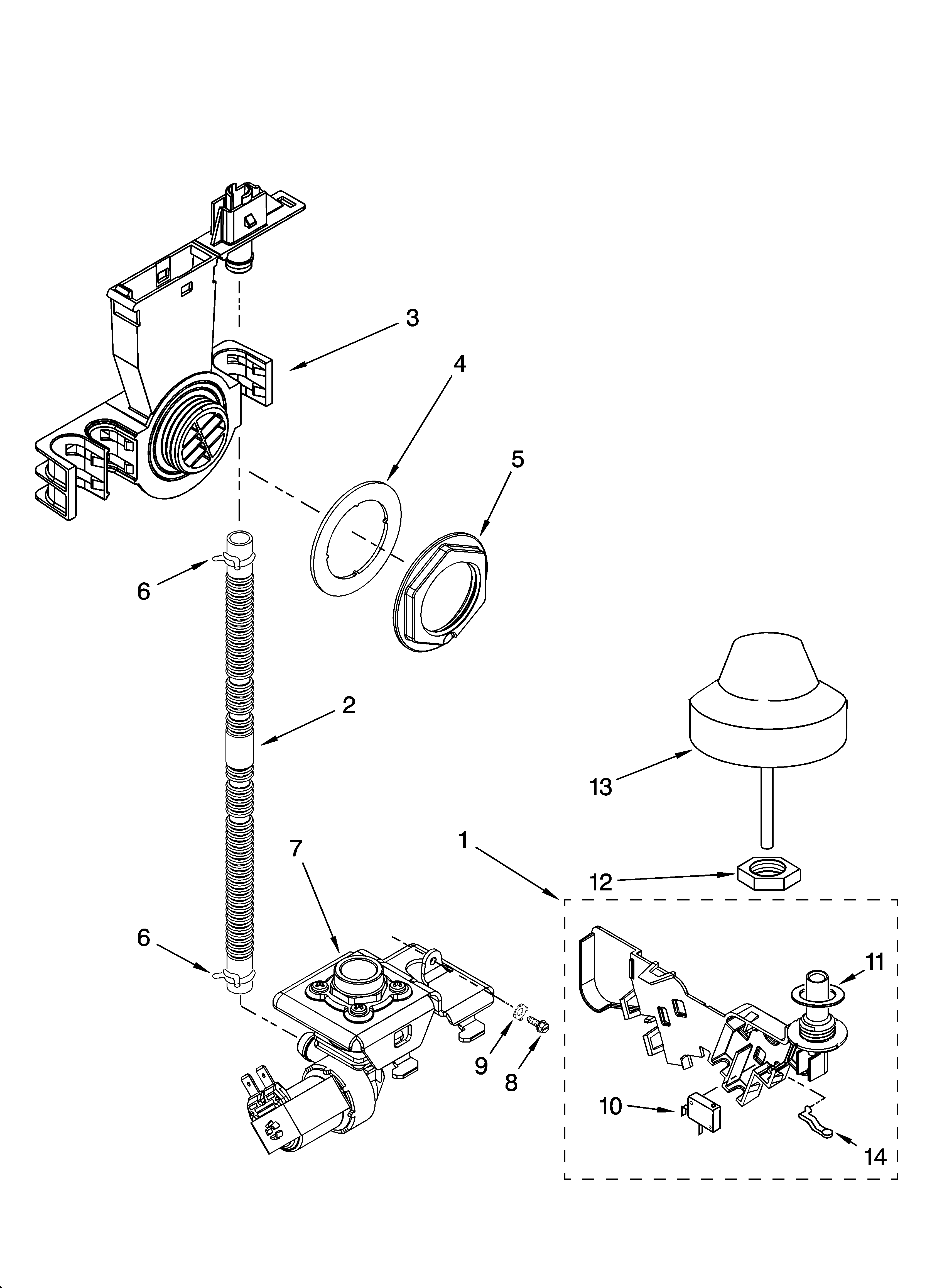KitchenAid KUDU02FRWH4 fill and overfill parts diagram