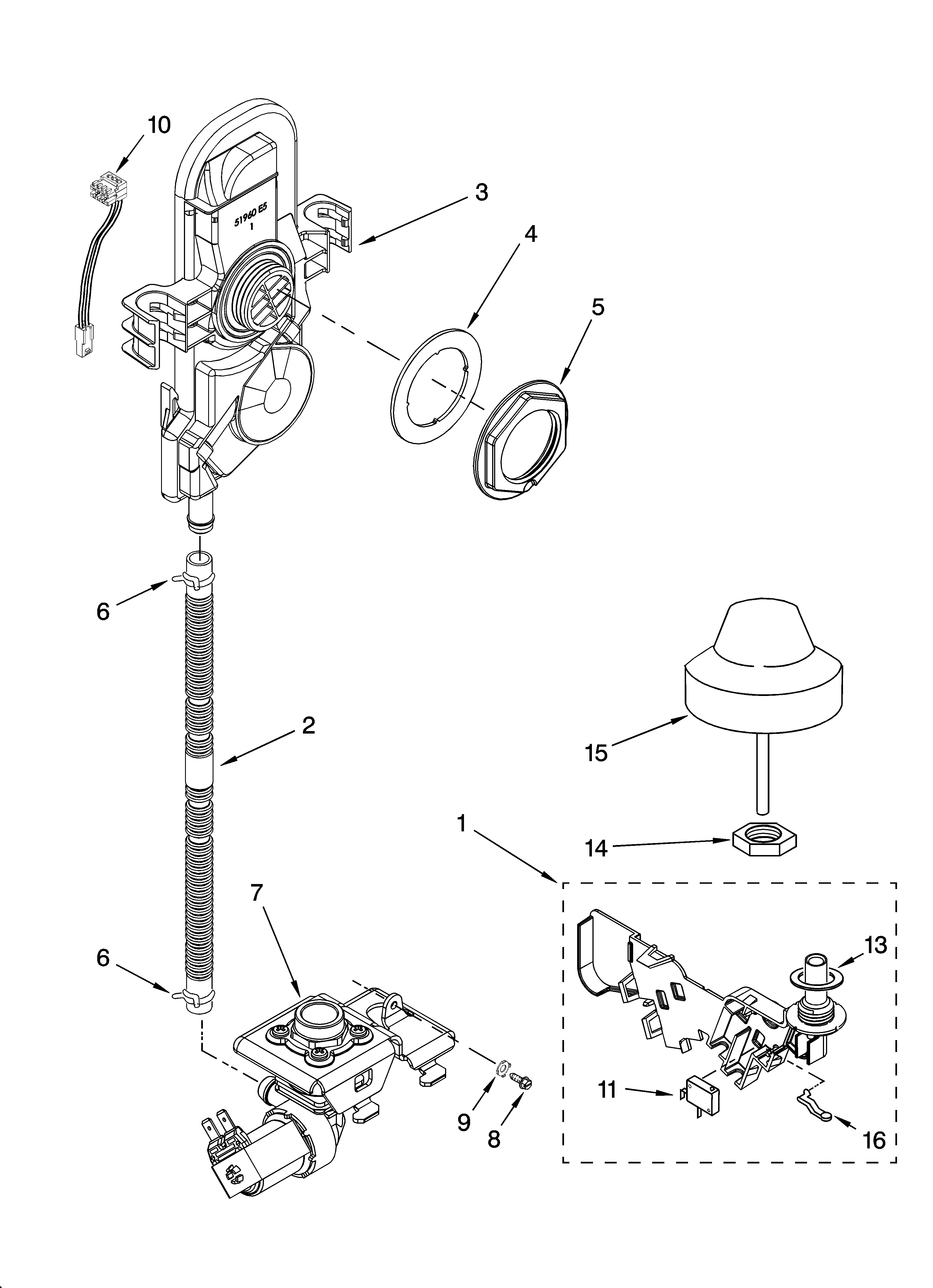 KitchenAid KUDW02FRWH3 fill and overfill parts diagram