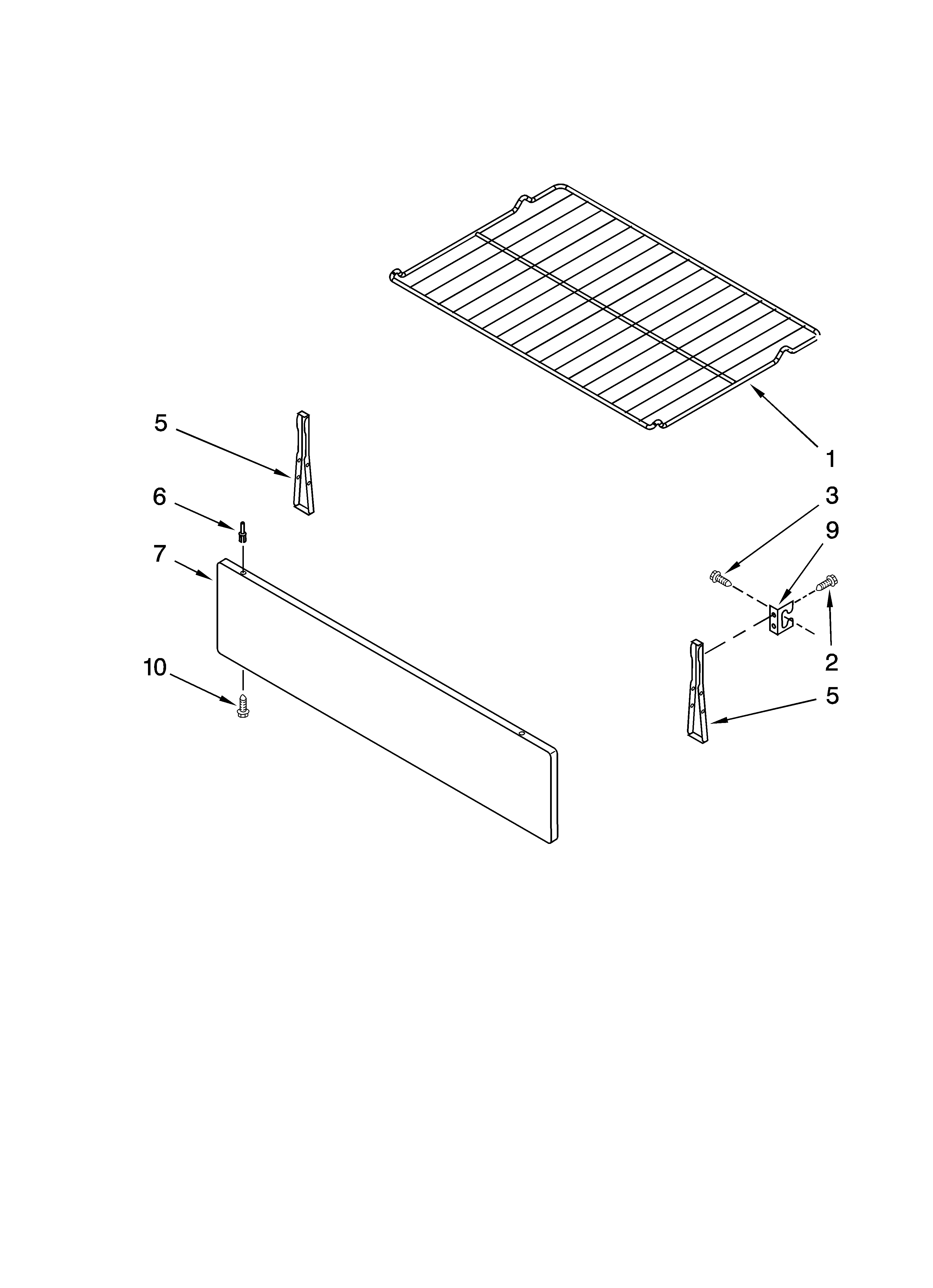 Whirlpool RF260BXSW1 drawer & broiler parts diagram