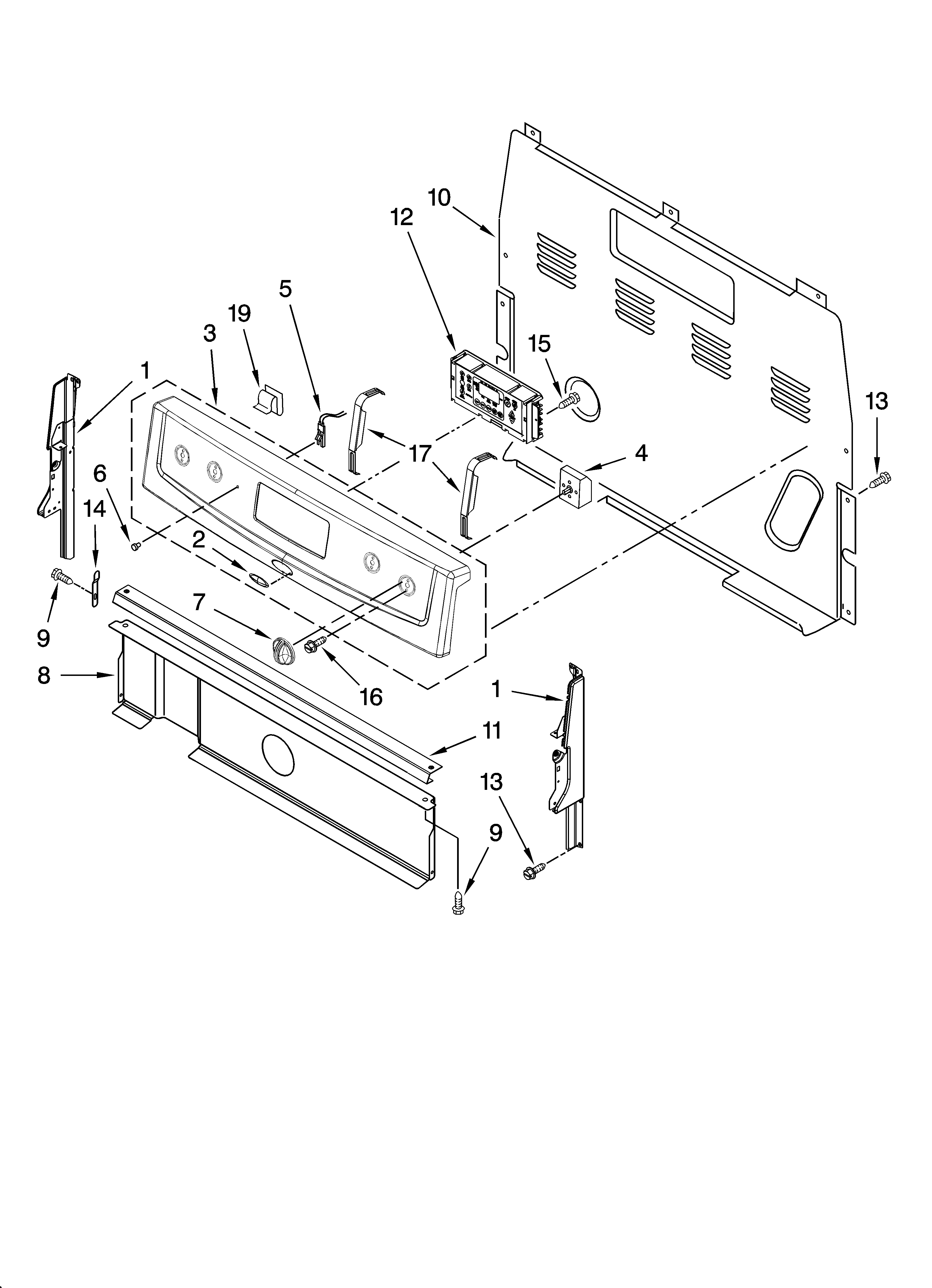 Whirlpool RF264LXST1 control panel parts diagram