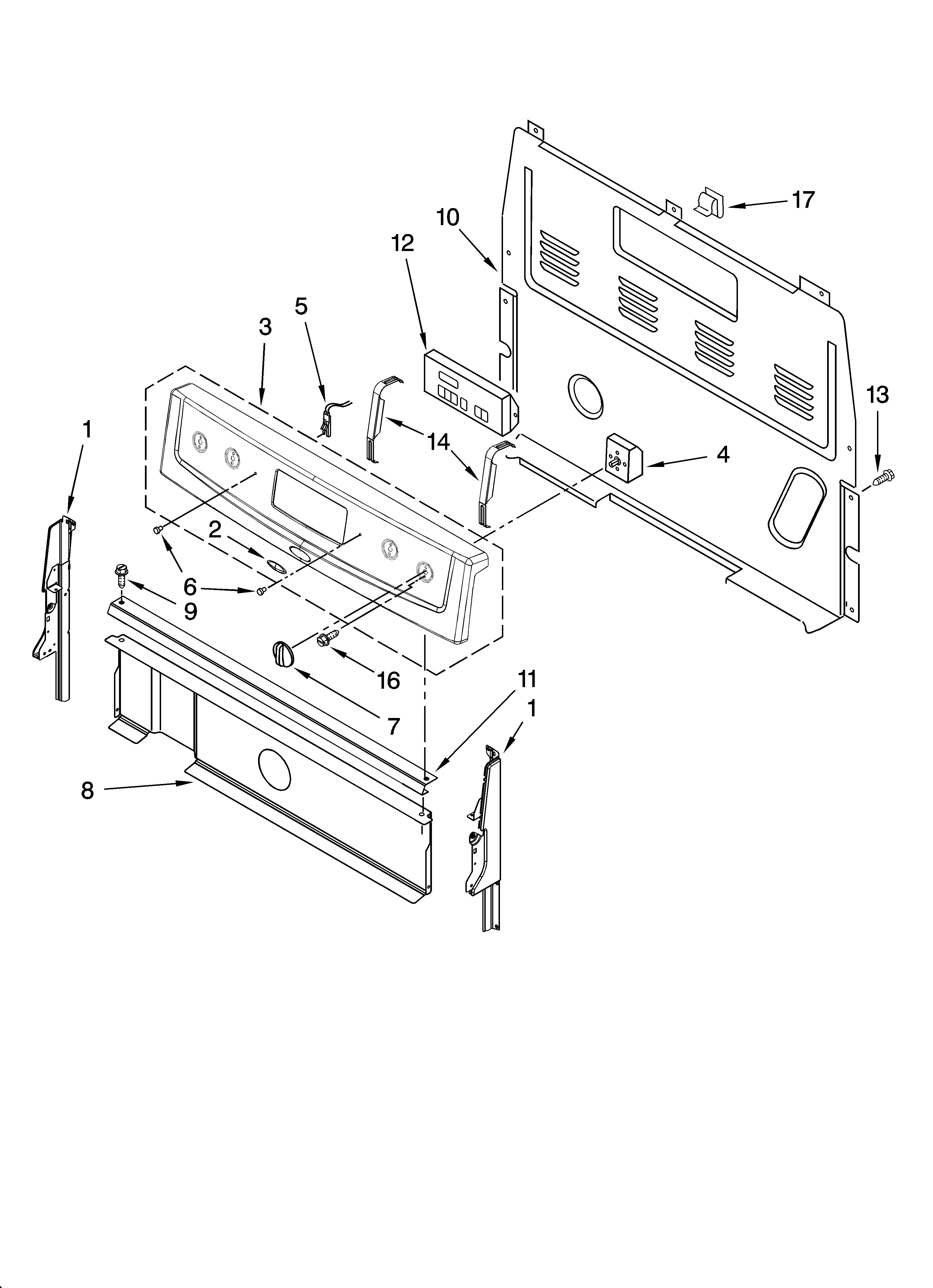Whirlpool RF362LXSQ1 control panel parts diagram
