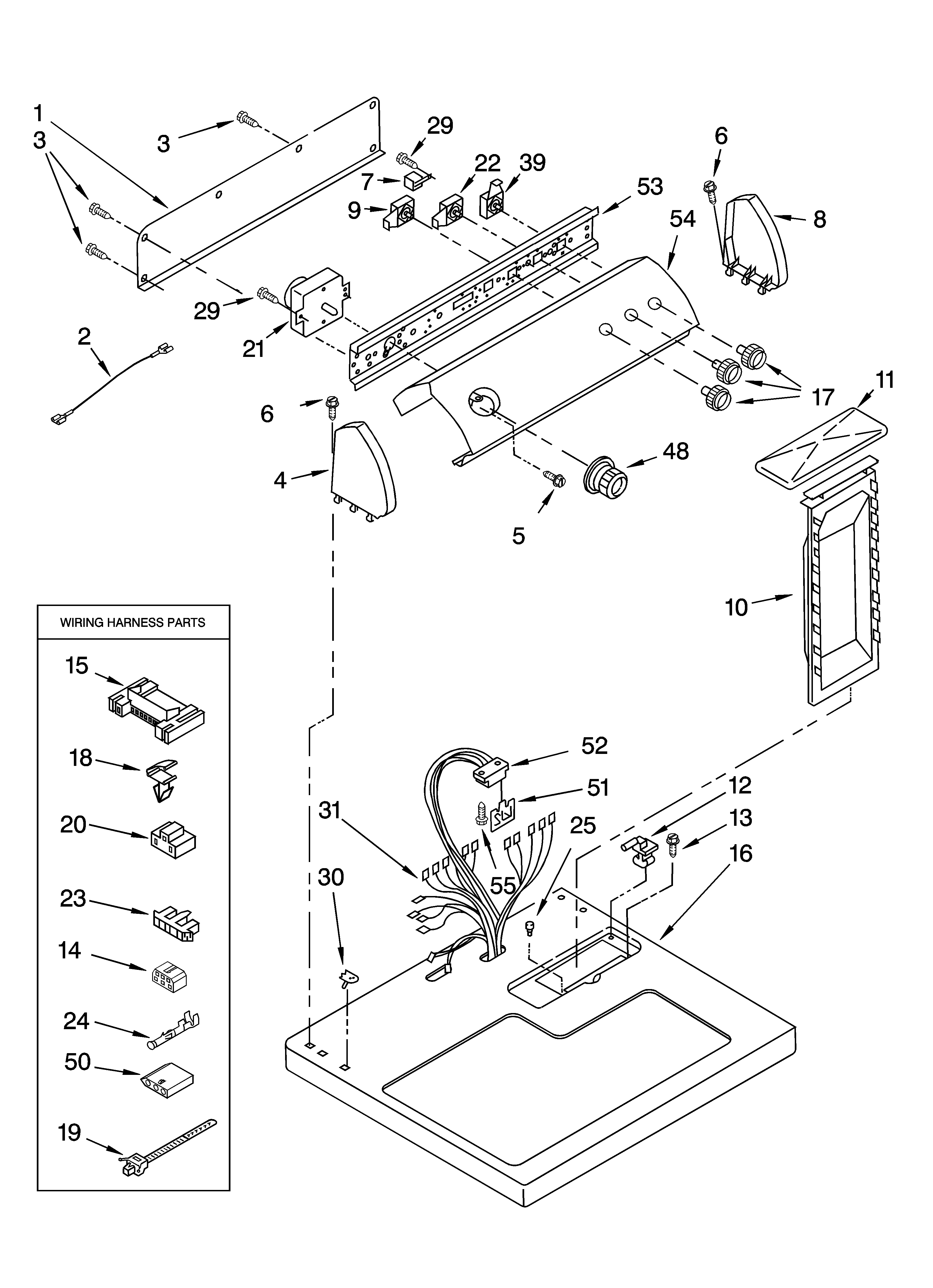 Whirlpool YLEQ8000JQ2 top and console parts diagram