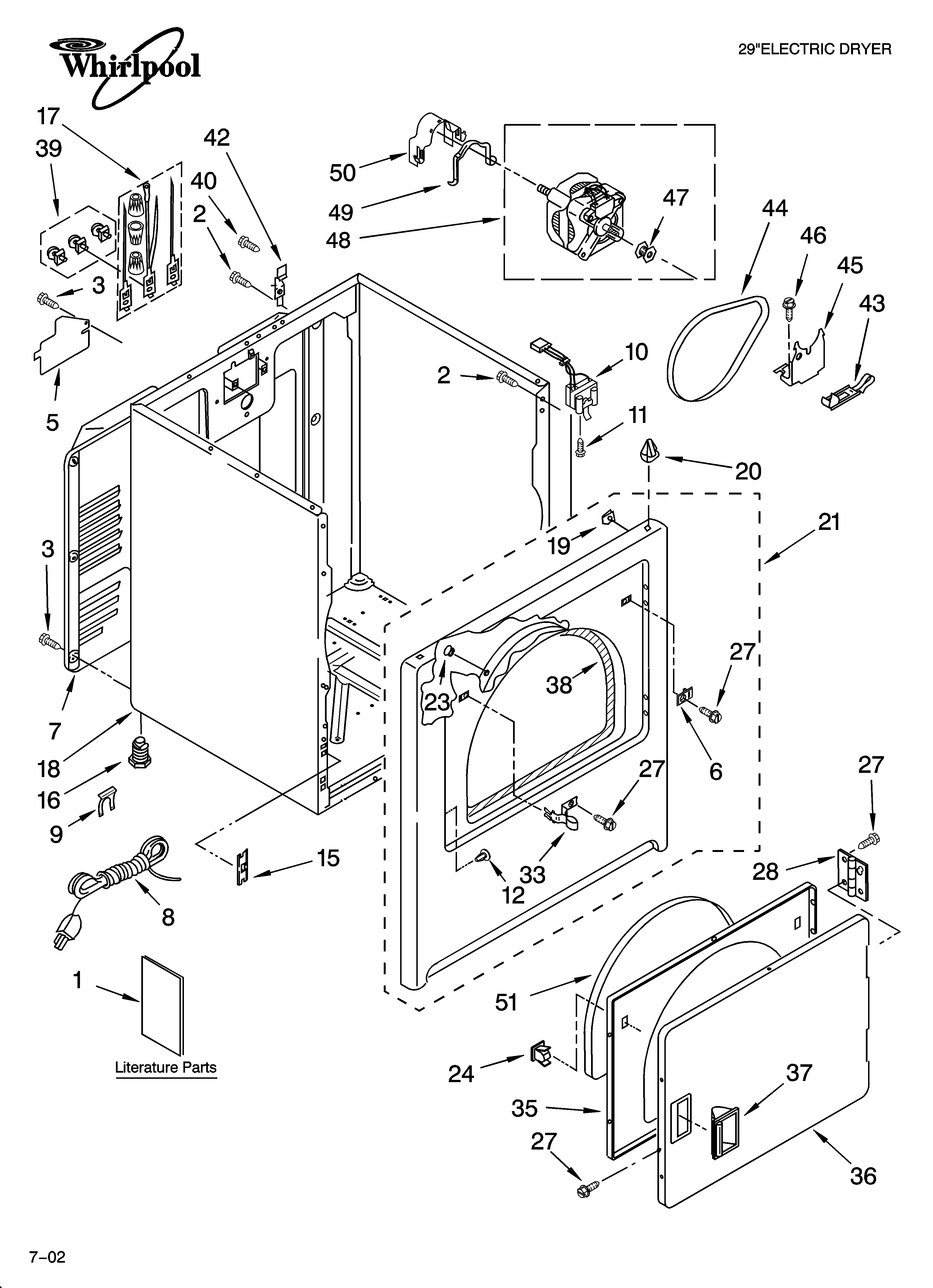 Whirlpool YLEQ9857LW0 cabinet parts diagram