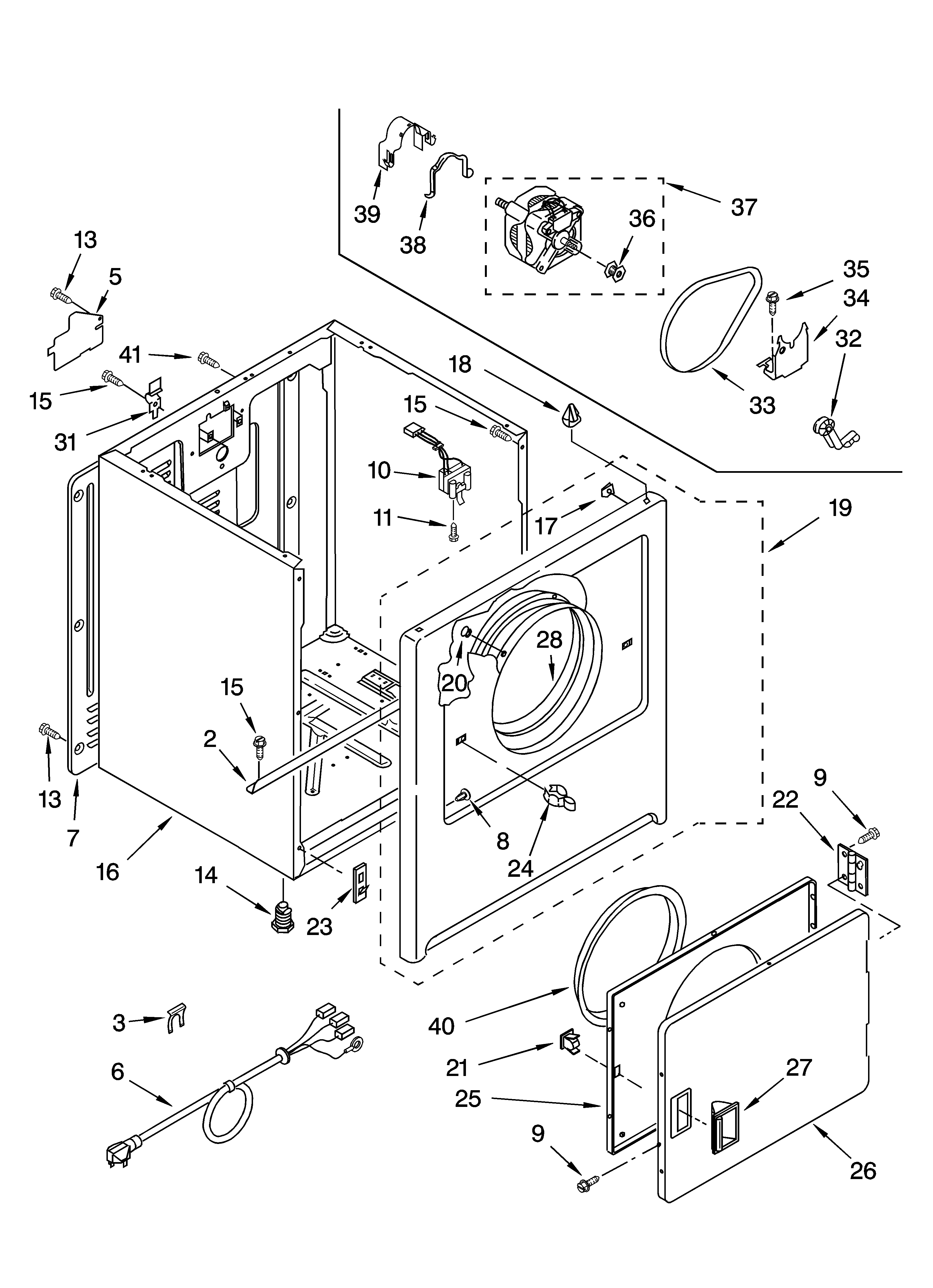 Whirlpool YLER4634JQ2 cabinet parts diagram